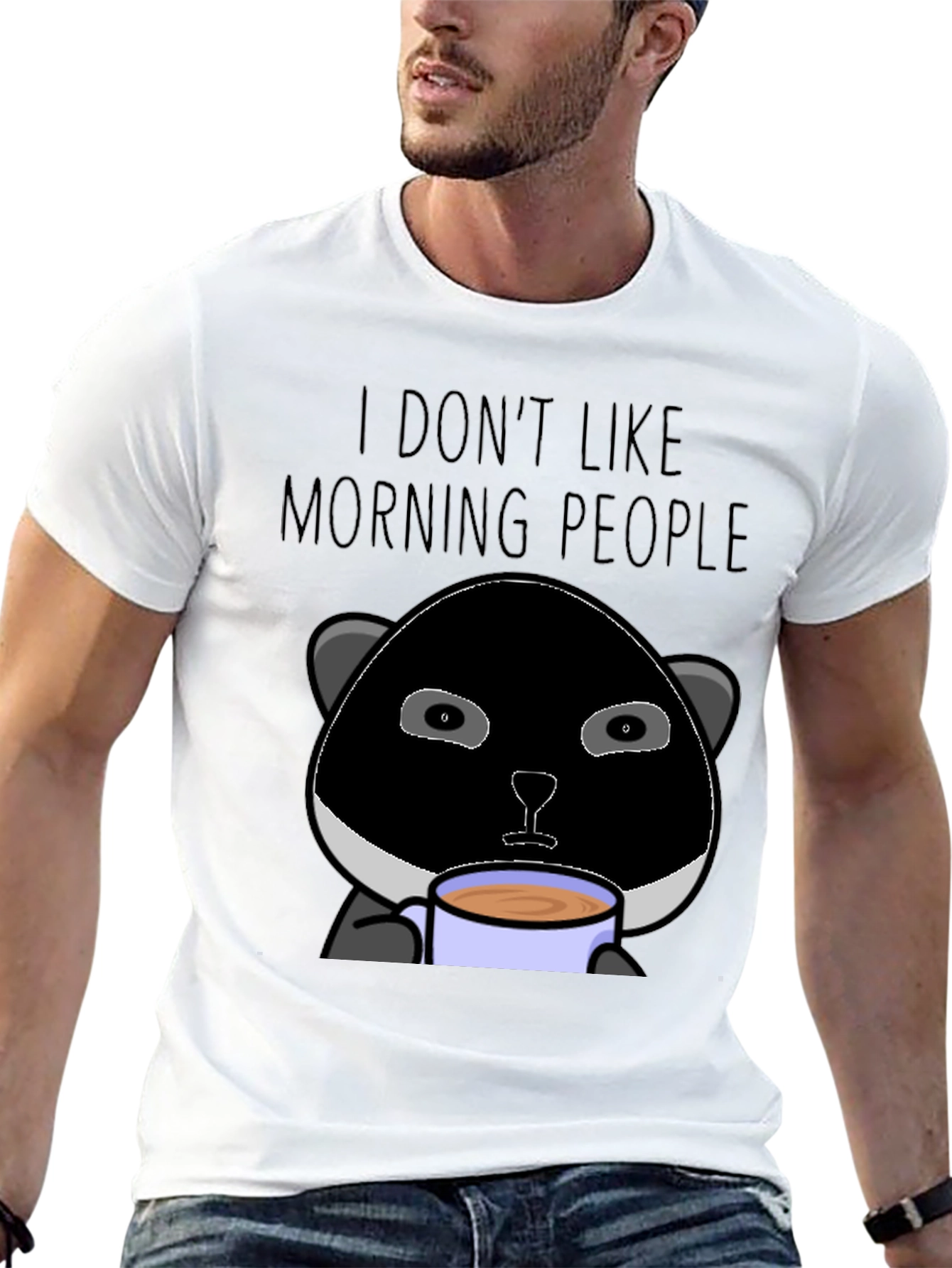 I Dont Like Morning People Panda Graphic T-Shirt