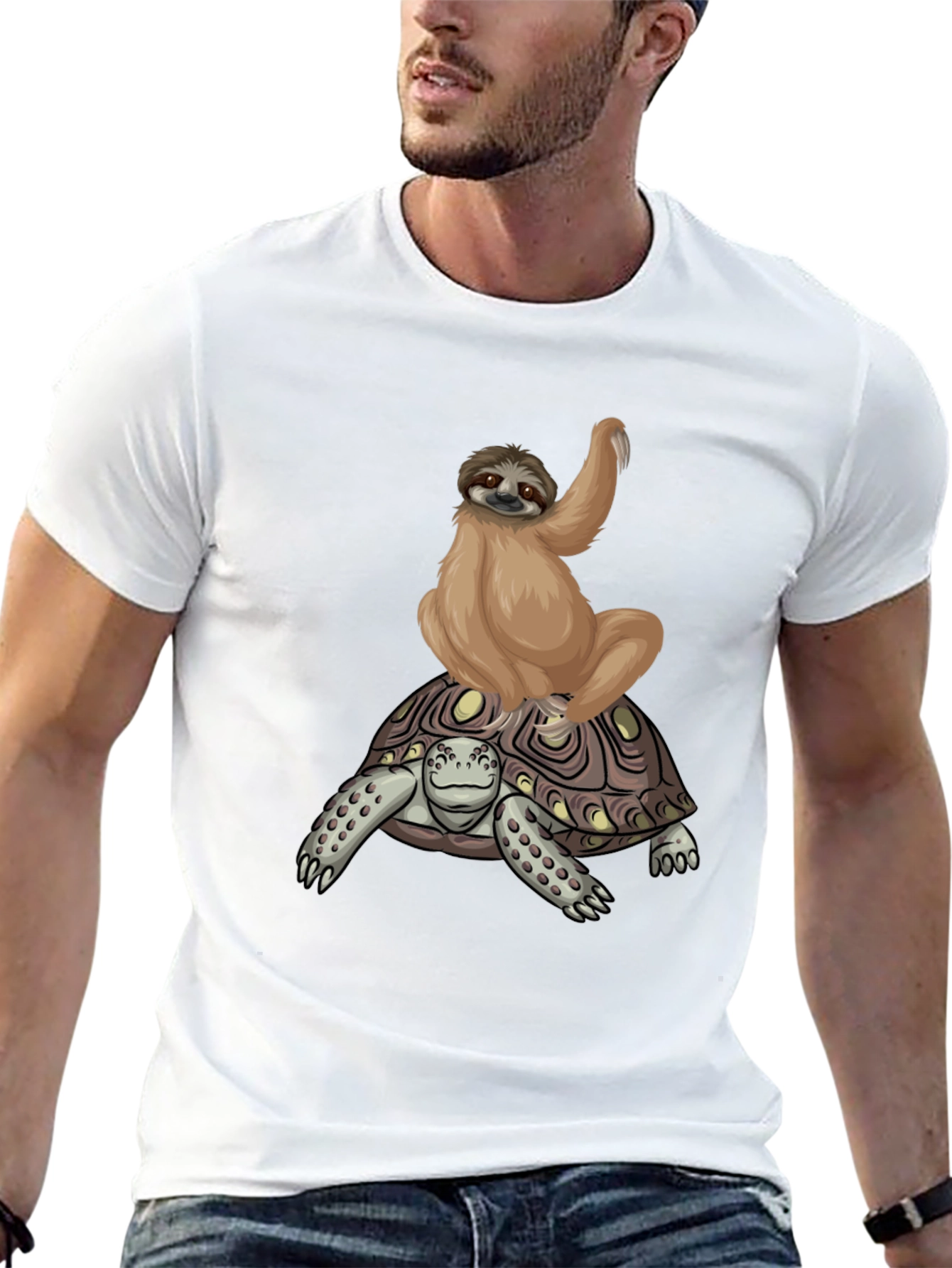 Sloth Riding Turtle Graphic Tee