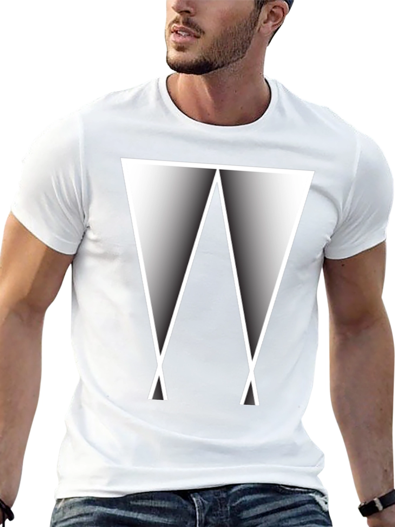 Abstract Triangle Graphic Tee - Modern Black T-Shirt
