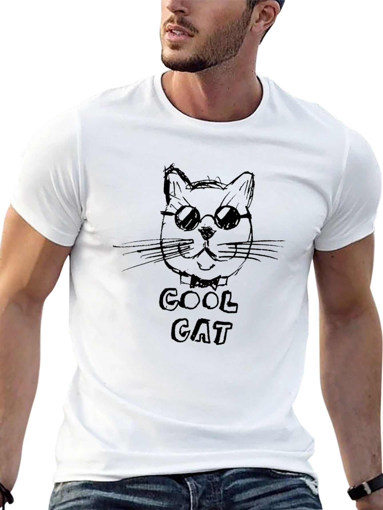 Cool Cat Graphic Tee - Black Casual Shirt