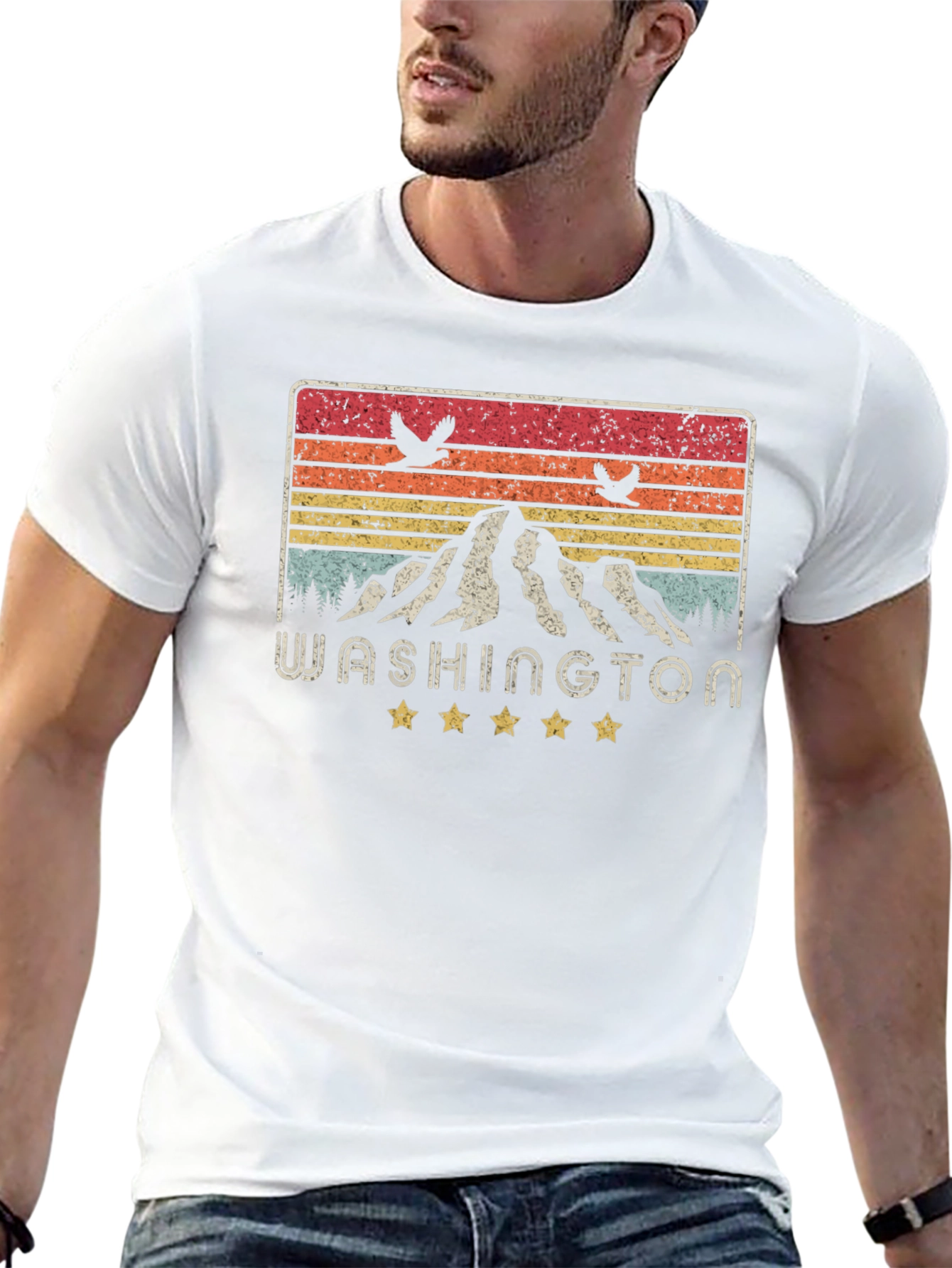 Washington State Retro Graphic Tee - Mountain Design