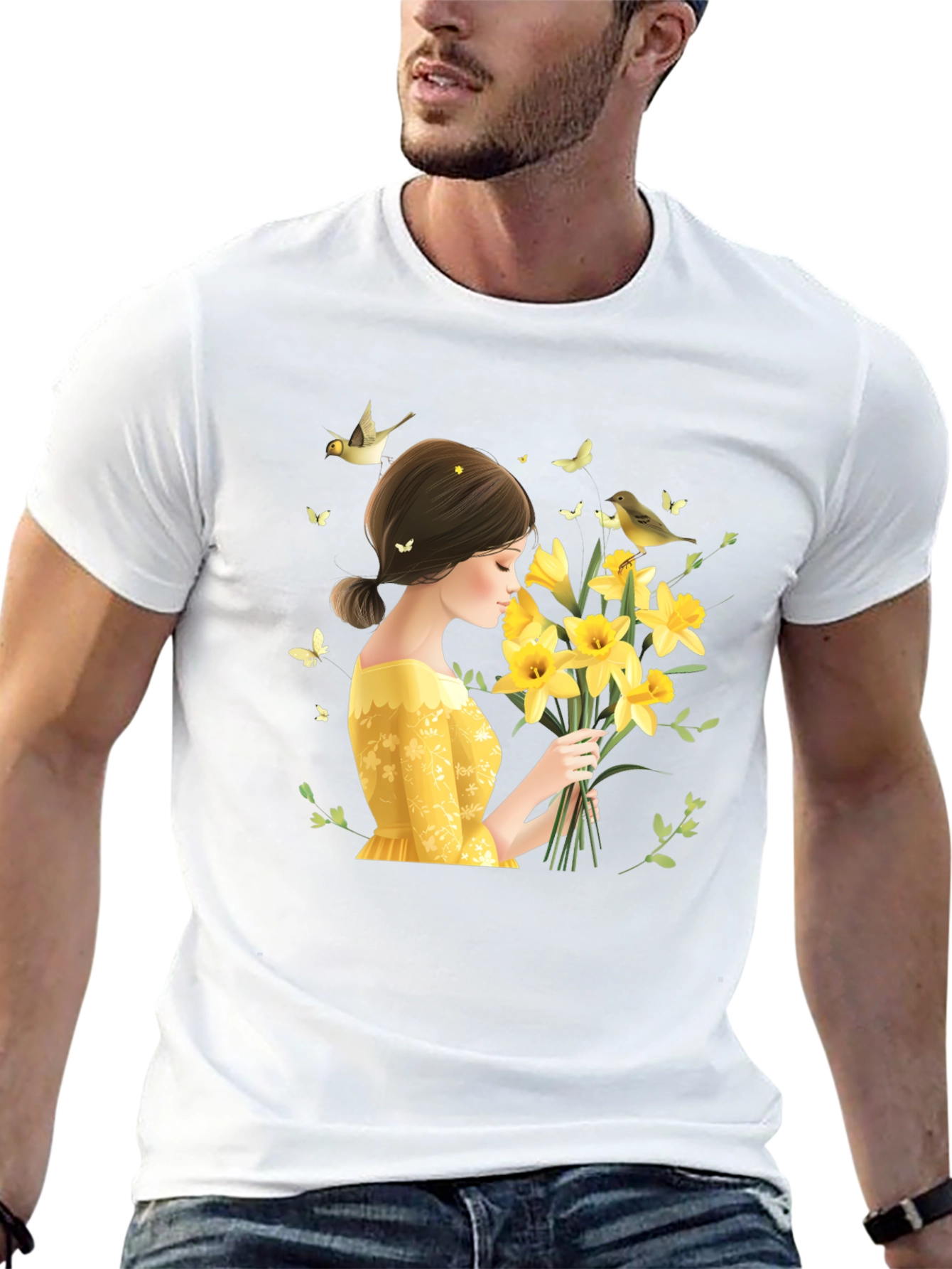 Floral Lady Graphic Black T-Shirt