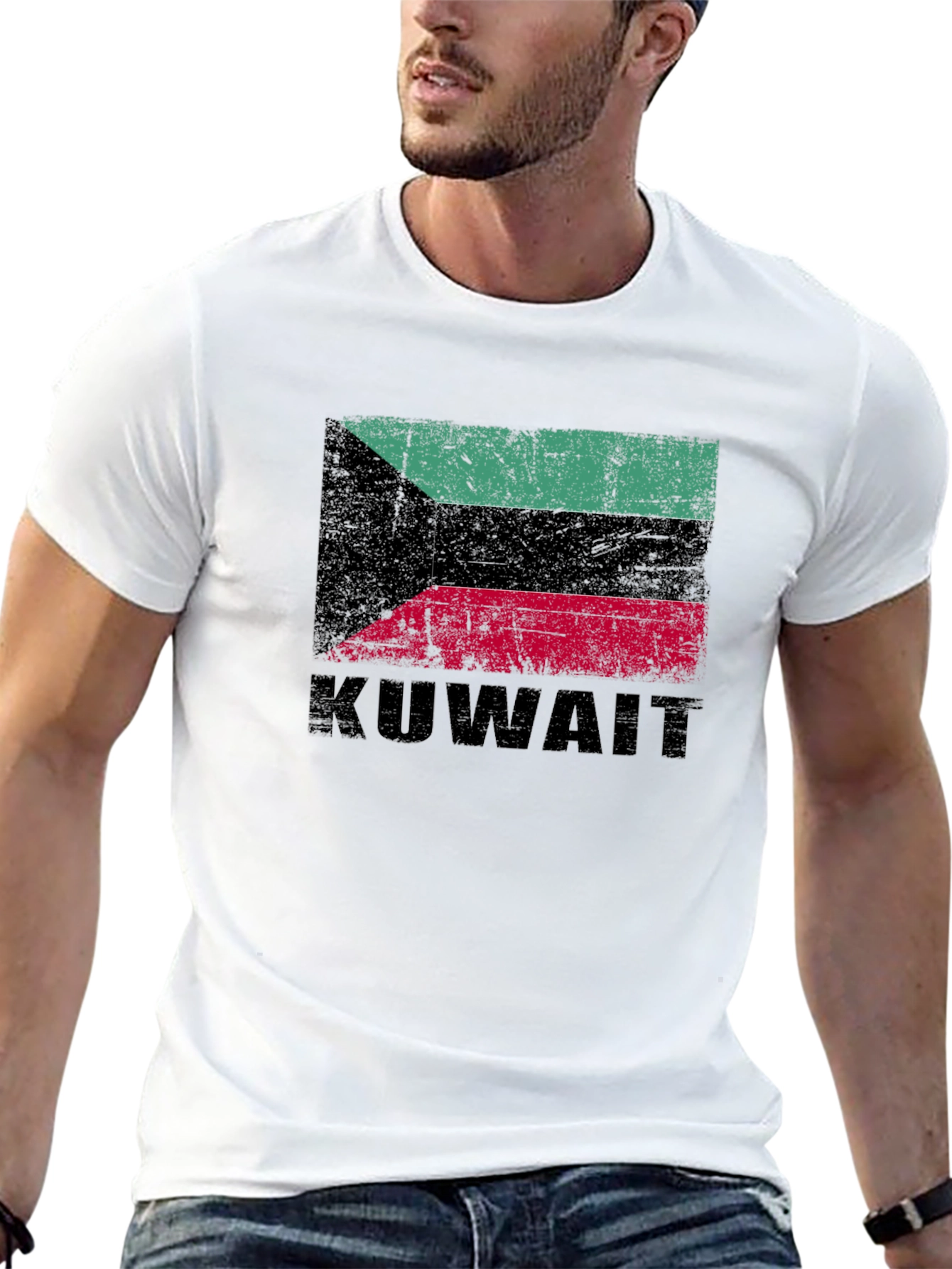 Kuwait Flag Graphic T-Shirt - Distressed Design