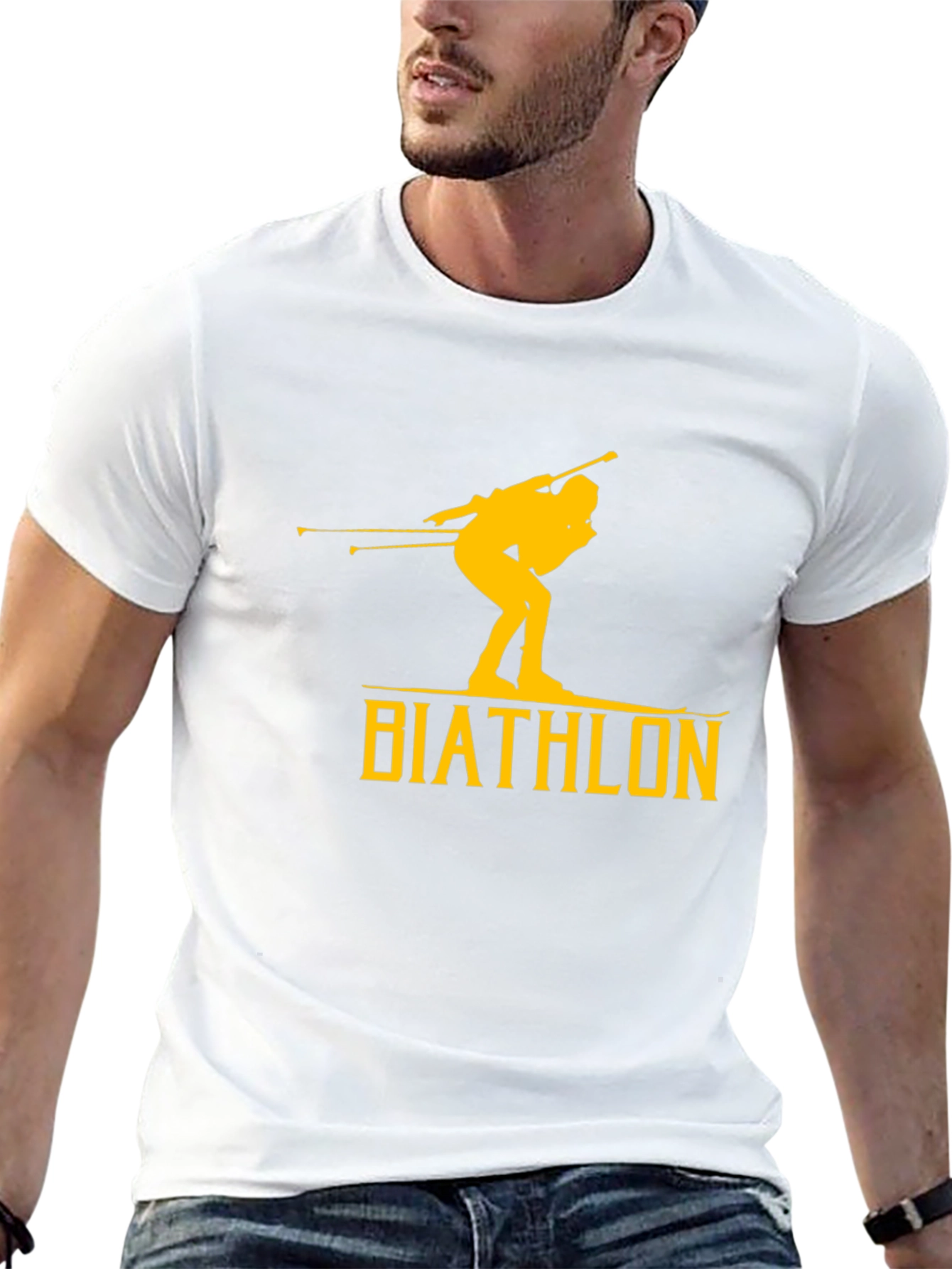 Biathlon T-Shirt: Ski Silhouette Graphic Tee