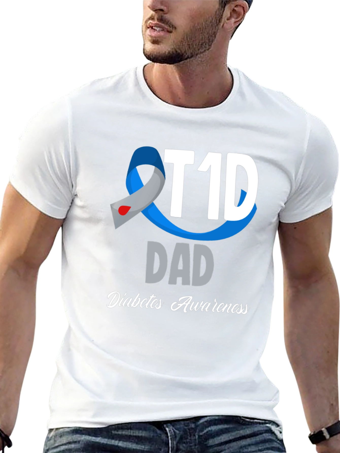 T1D Dad Diabetes Awareness Graphic T-Shirt