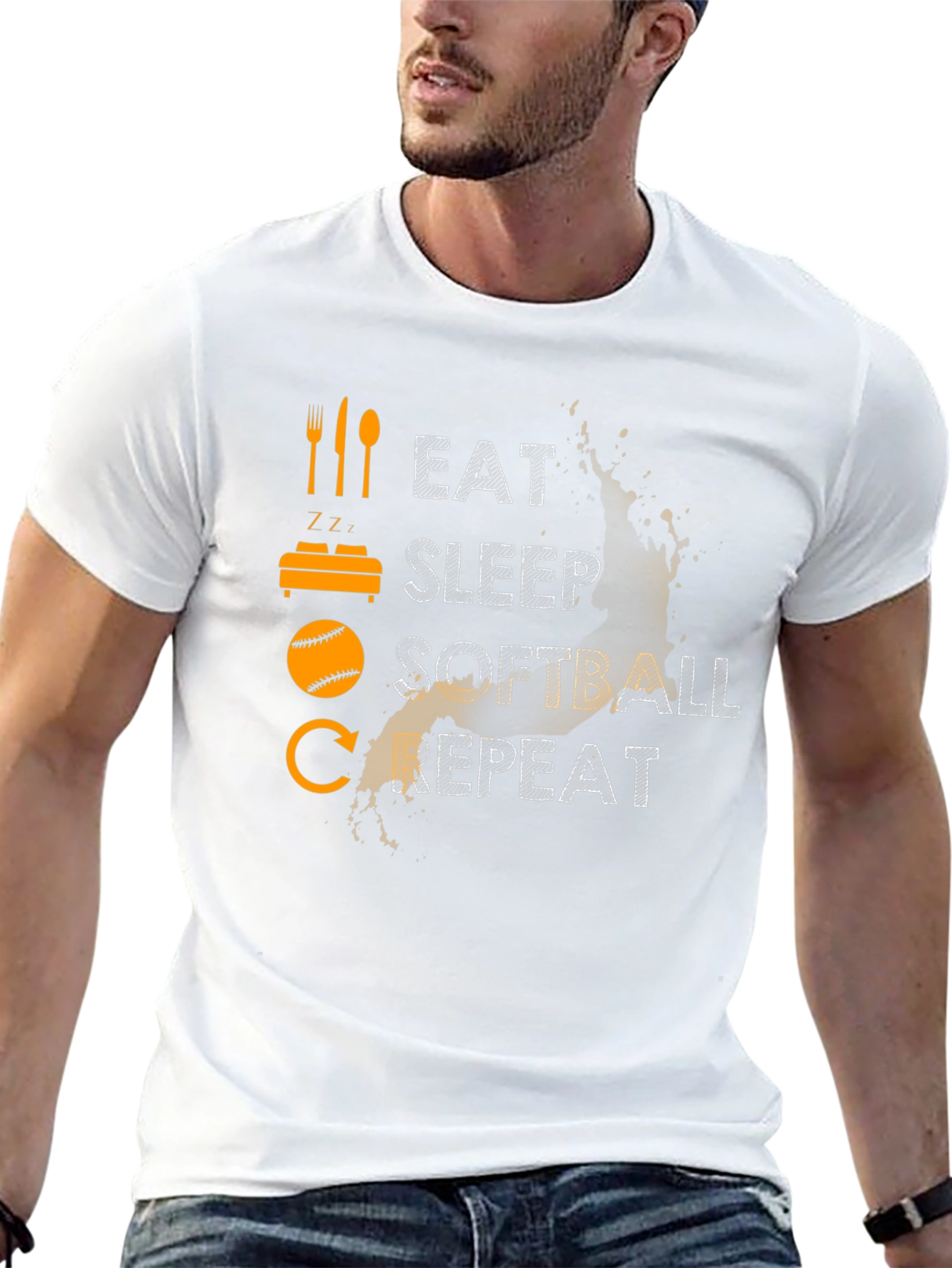 Eat Sleep Softball Repeat Graphic Tee