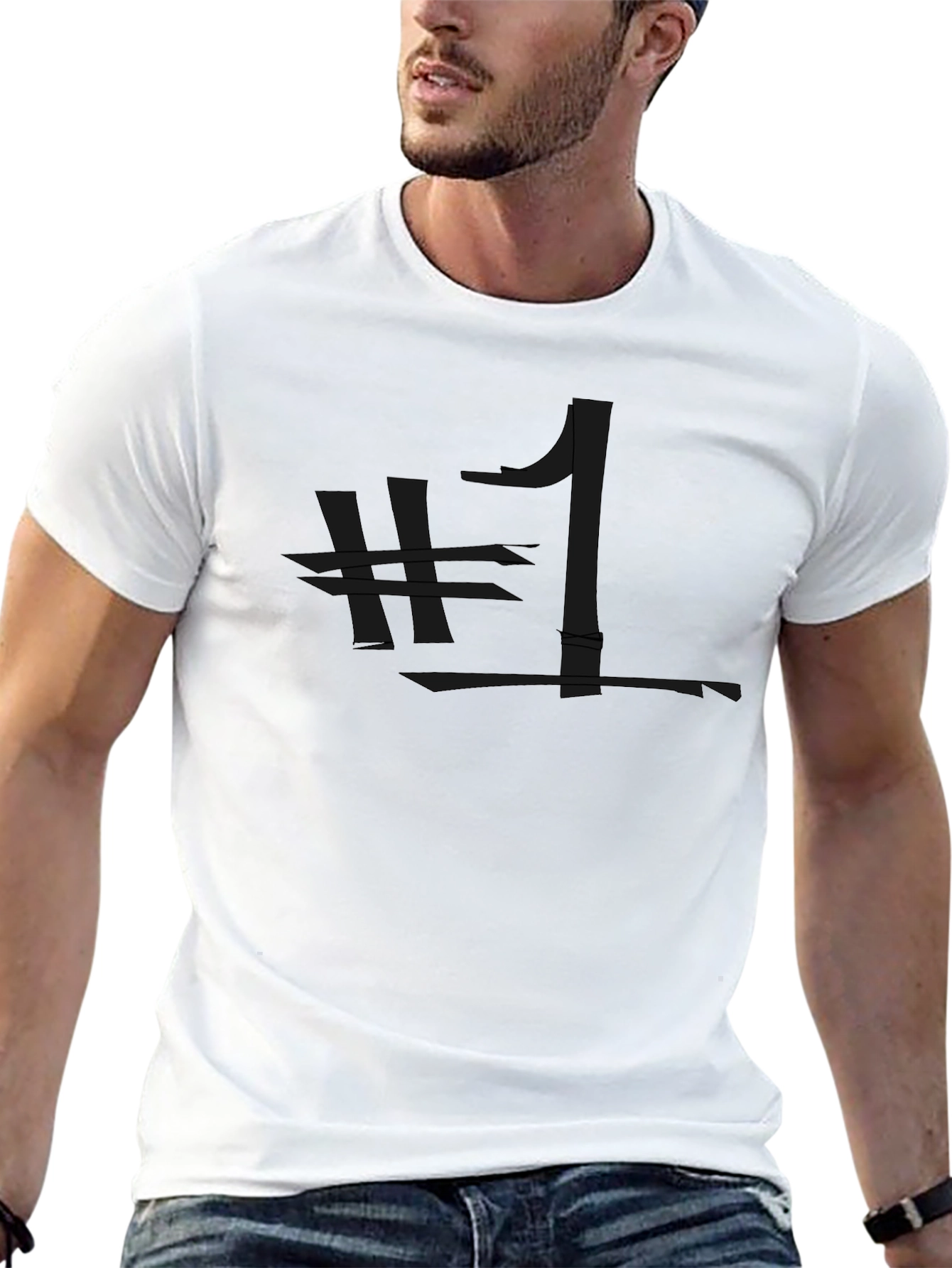 Edgy Number One Black Graphic Tee