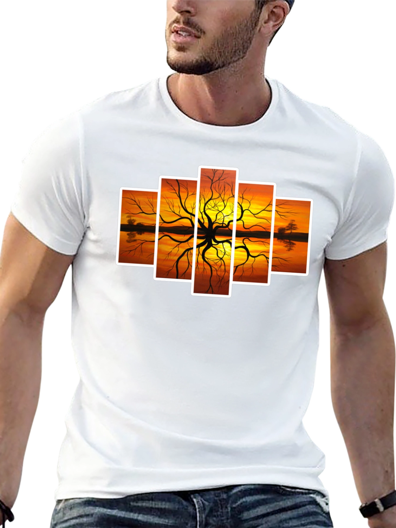 Sunset Tree Graphic Tee - Artistic Nature Design