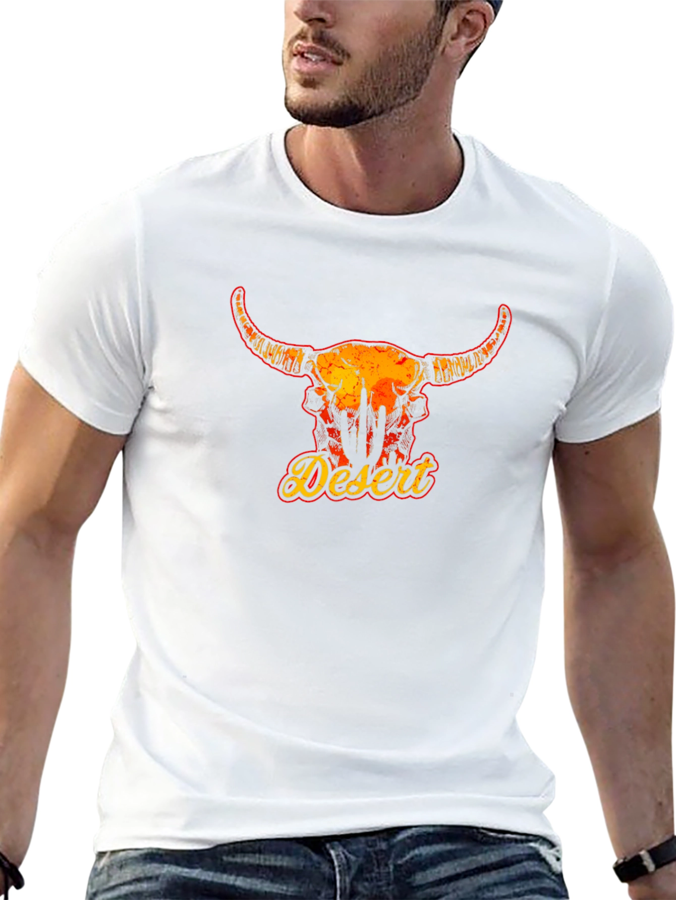 Desert Bull Skull Graphic Tee - Black Unisex T-Shirt