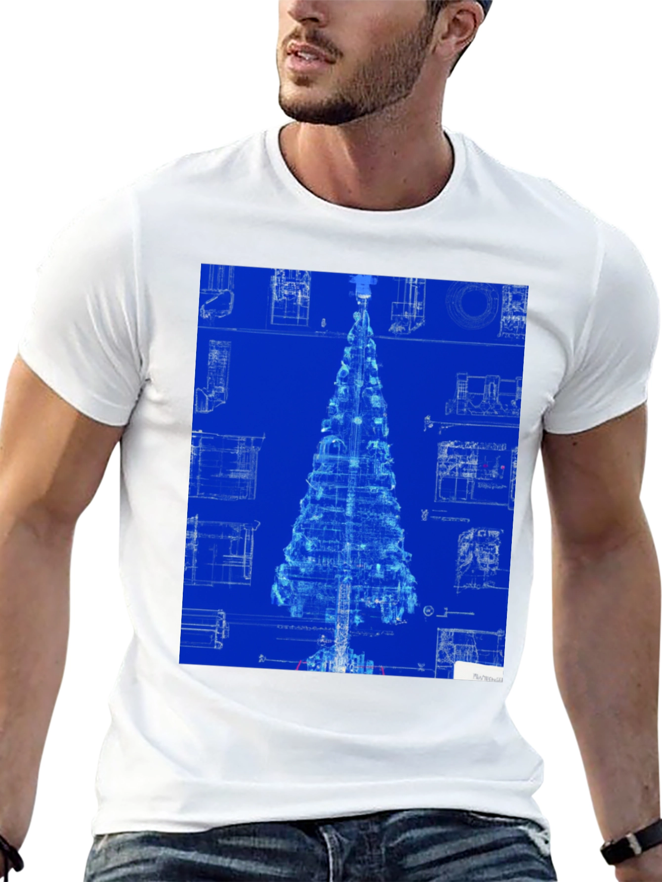 Blueprint Christmas Tree Graphic Tee