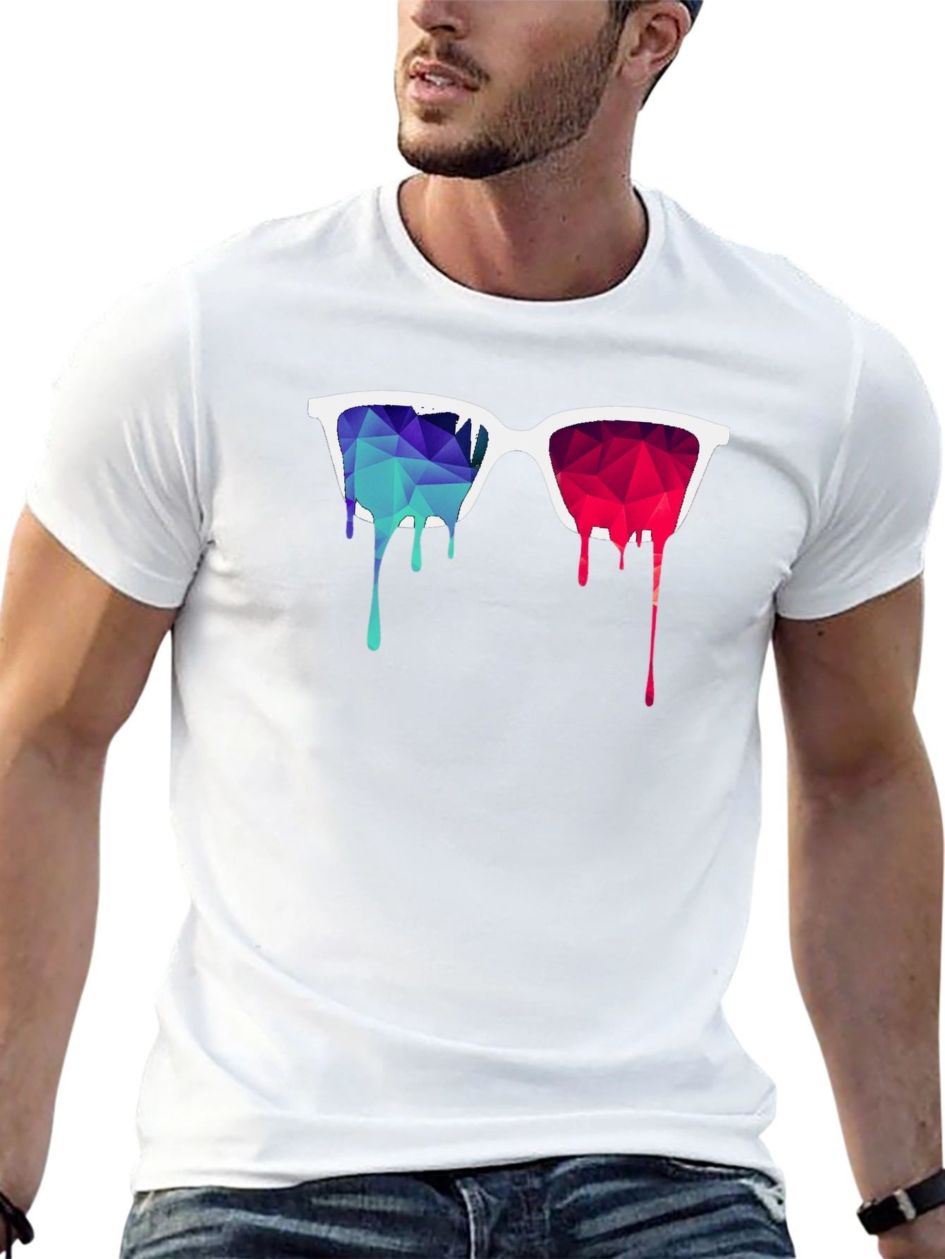 Geometric Dripping Sunglasses Graphic Tee