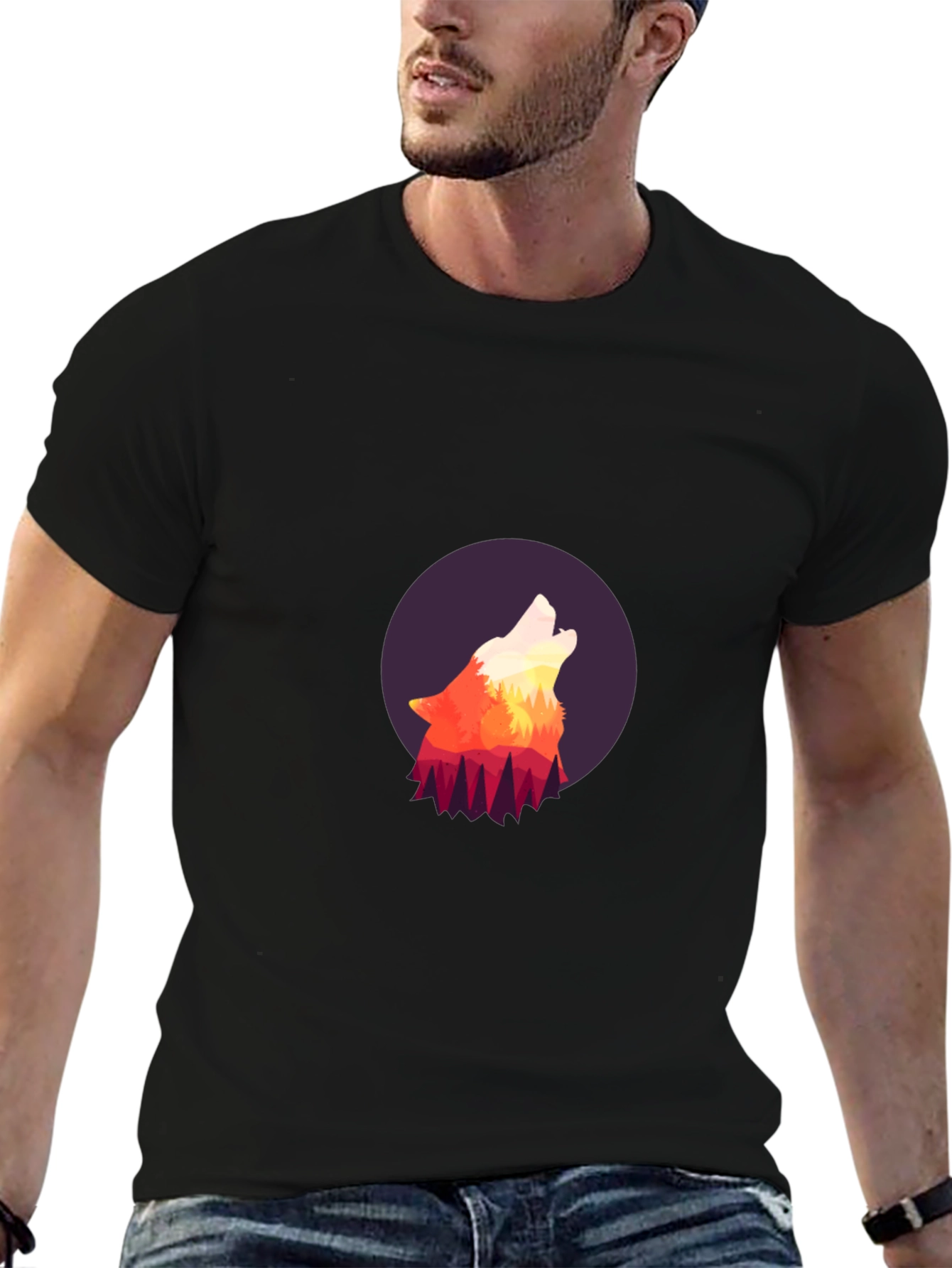 Black Wolf Howl Graphic Tee
