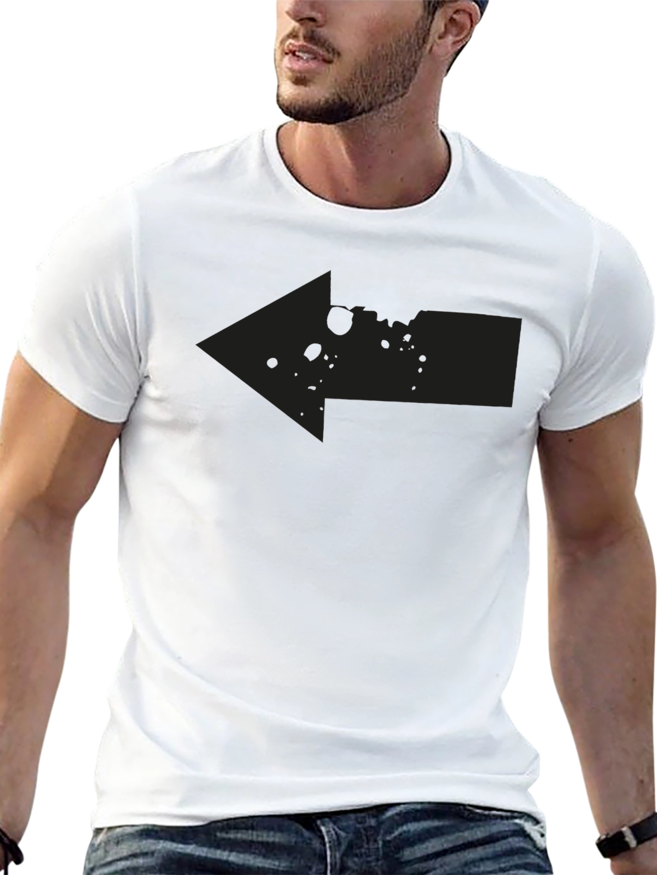 Left Arrow Graphic Print T-Shirt - Black