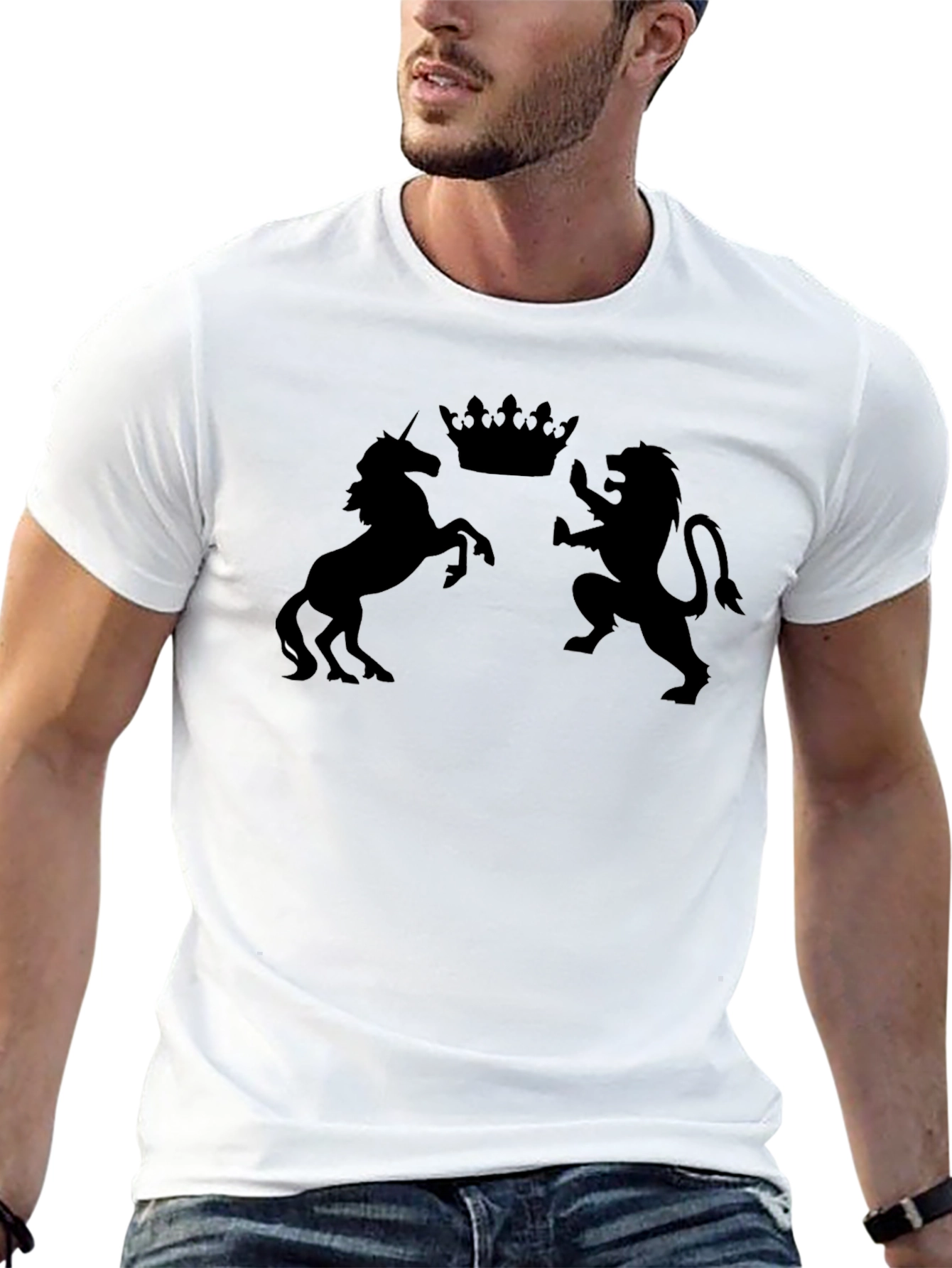 Black Unicorn & Lion Graphic Tee