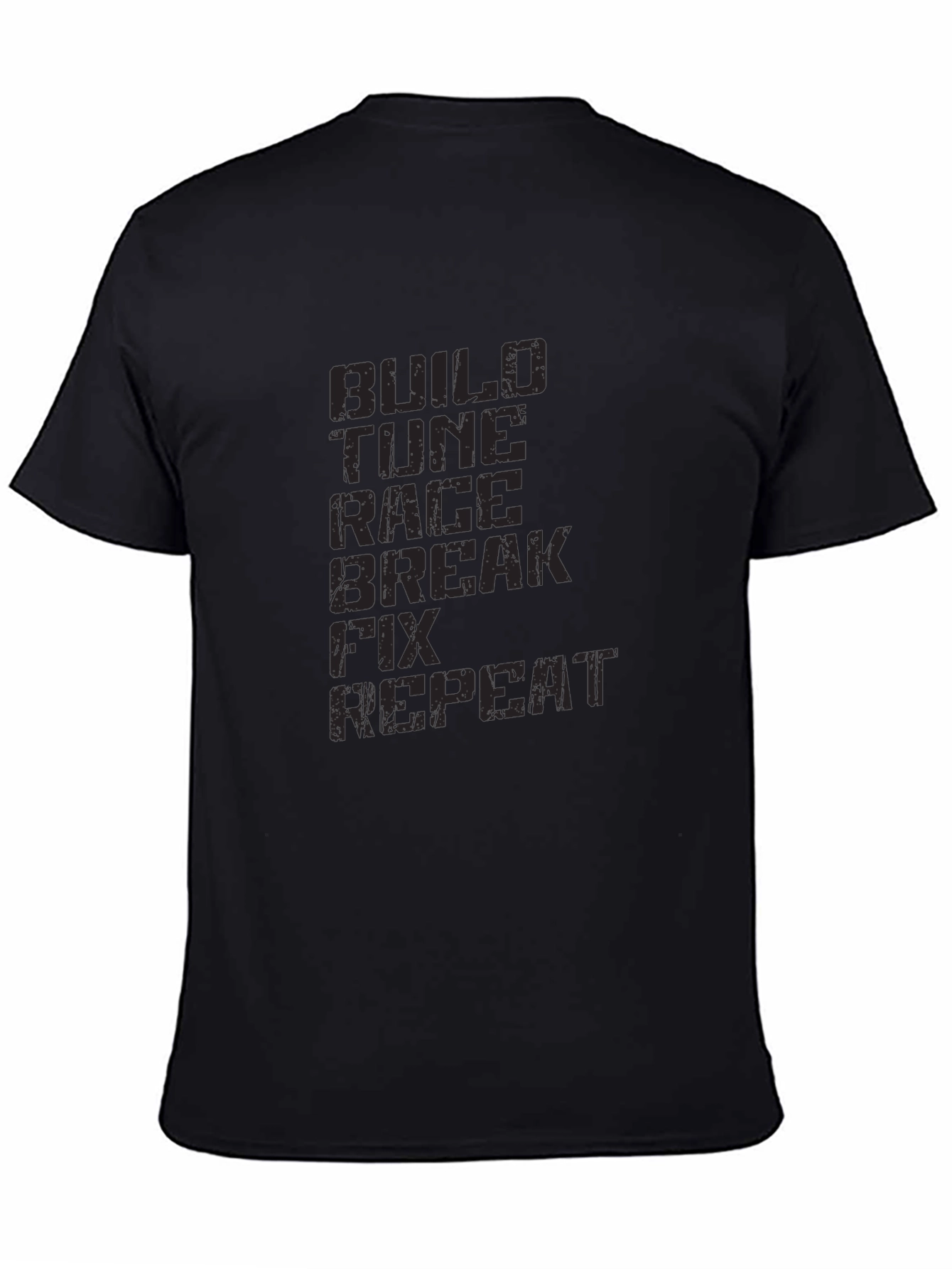 Build Tune Race Repeat Black Graphic Tee