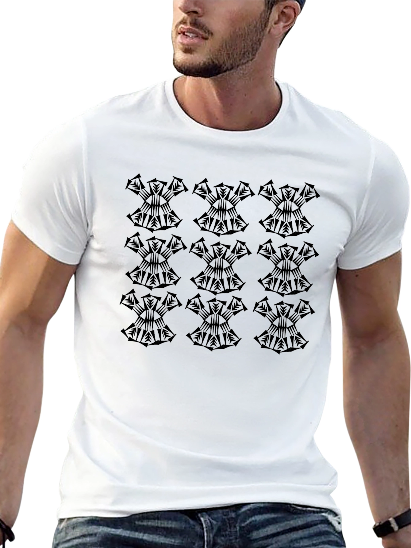 Abstract Pattern Mens Black T-Shirt