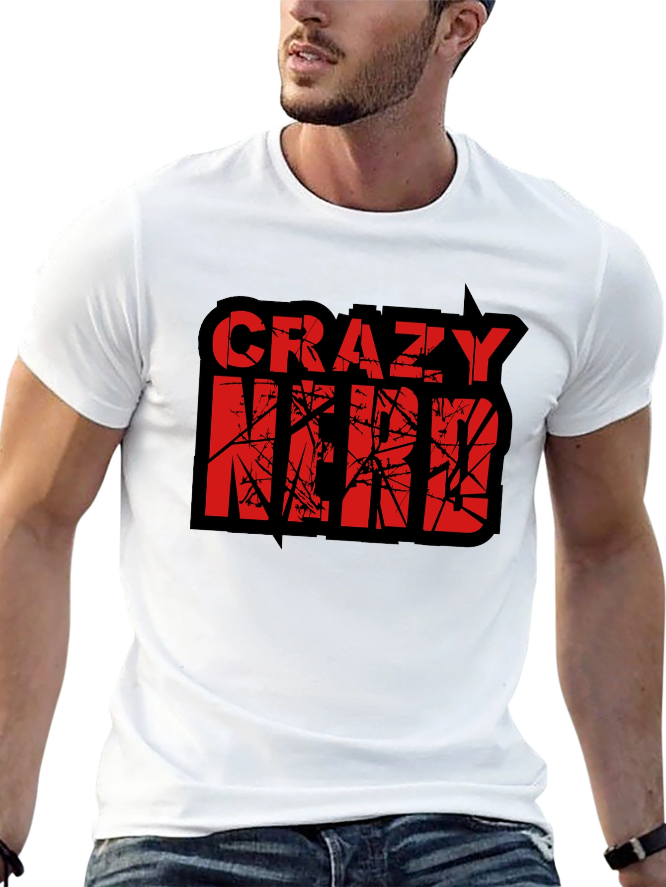Crazy Nerd Graphic T-Shirt - Black Cotton Tee