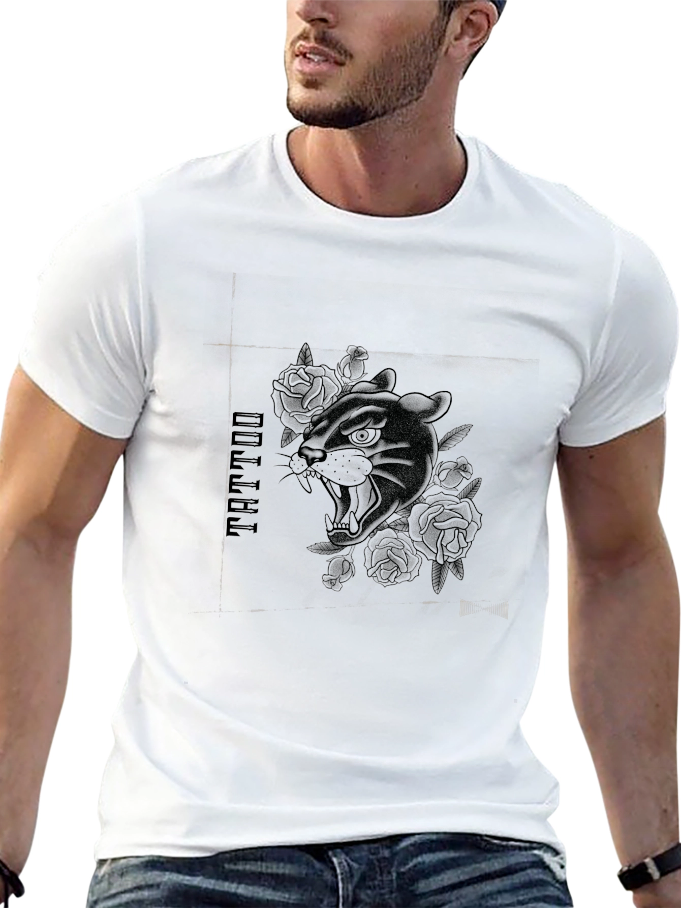 Black Tattoo Panther Graphic Tee
