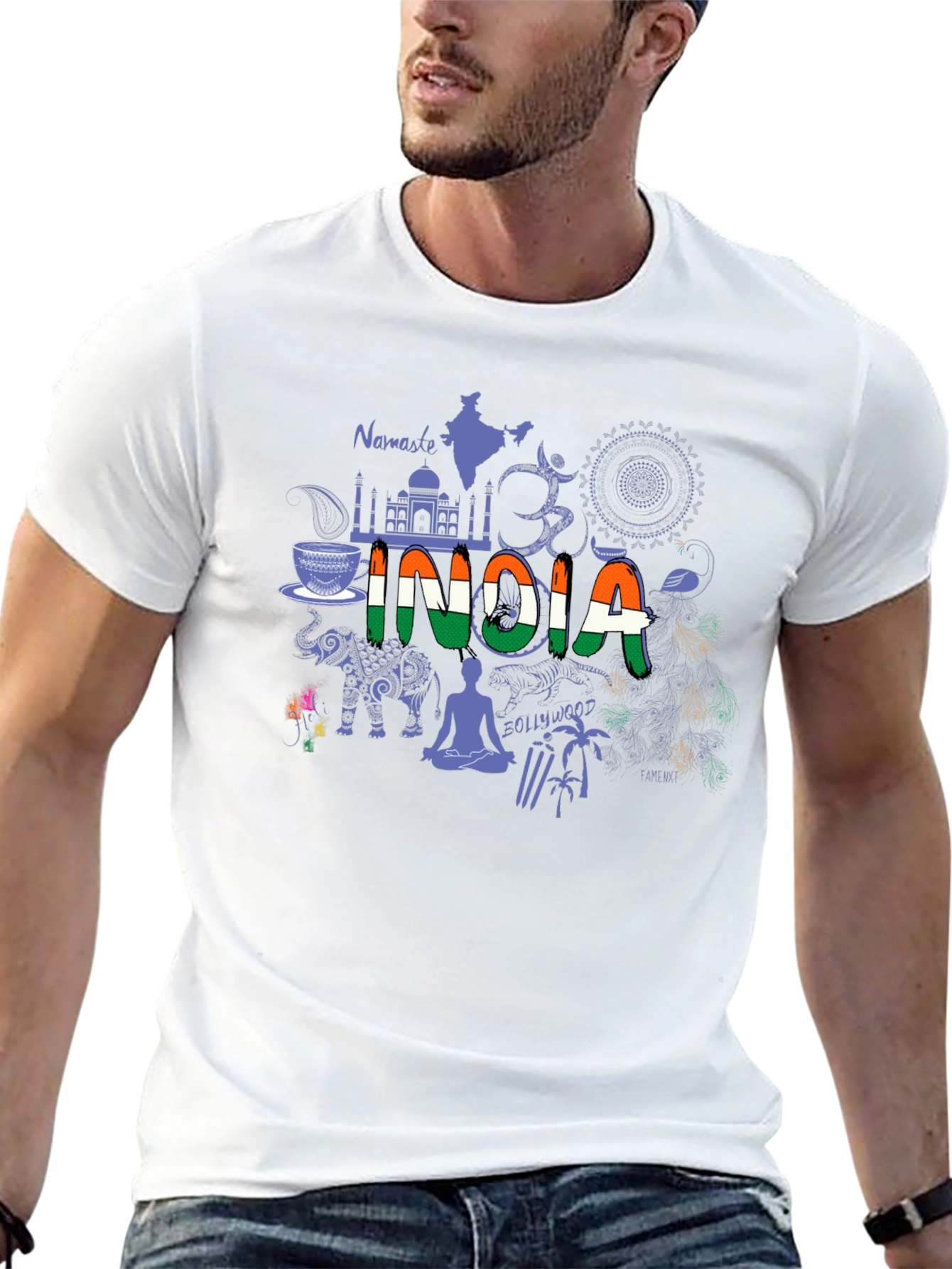 India Graphic Print Black T-Shirt