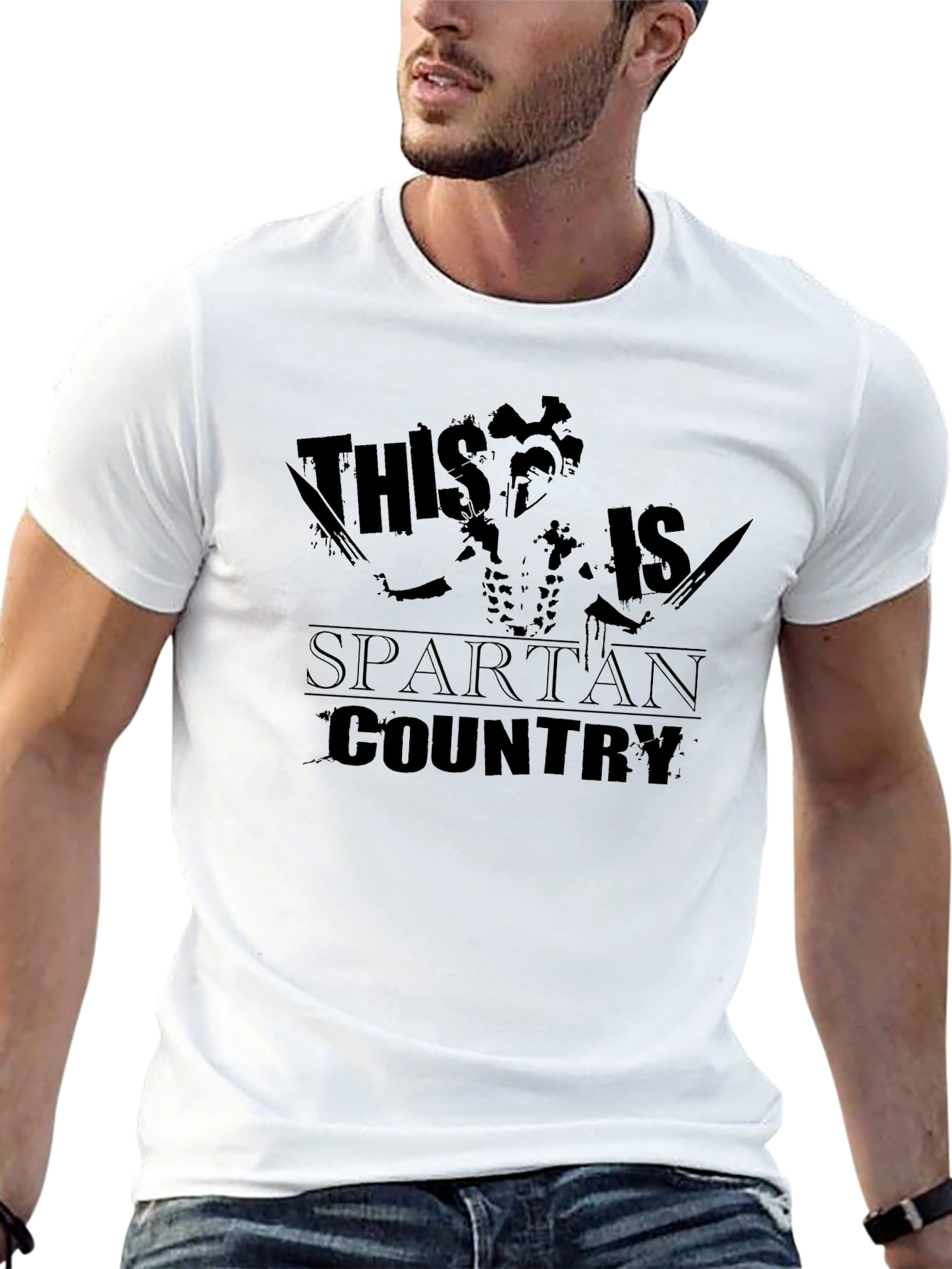 This is Spartan Country Black Graphic T-Shirt