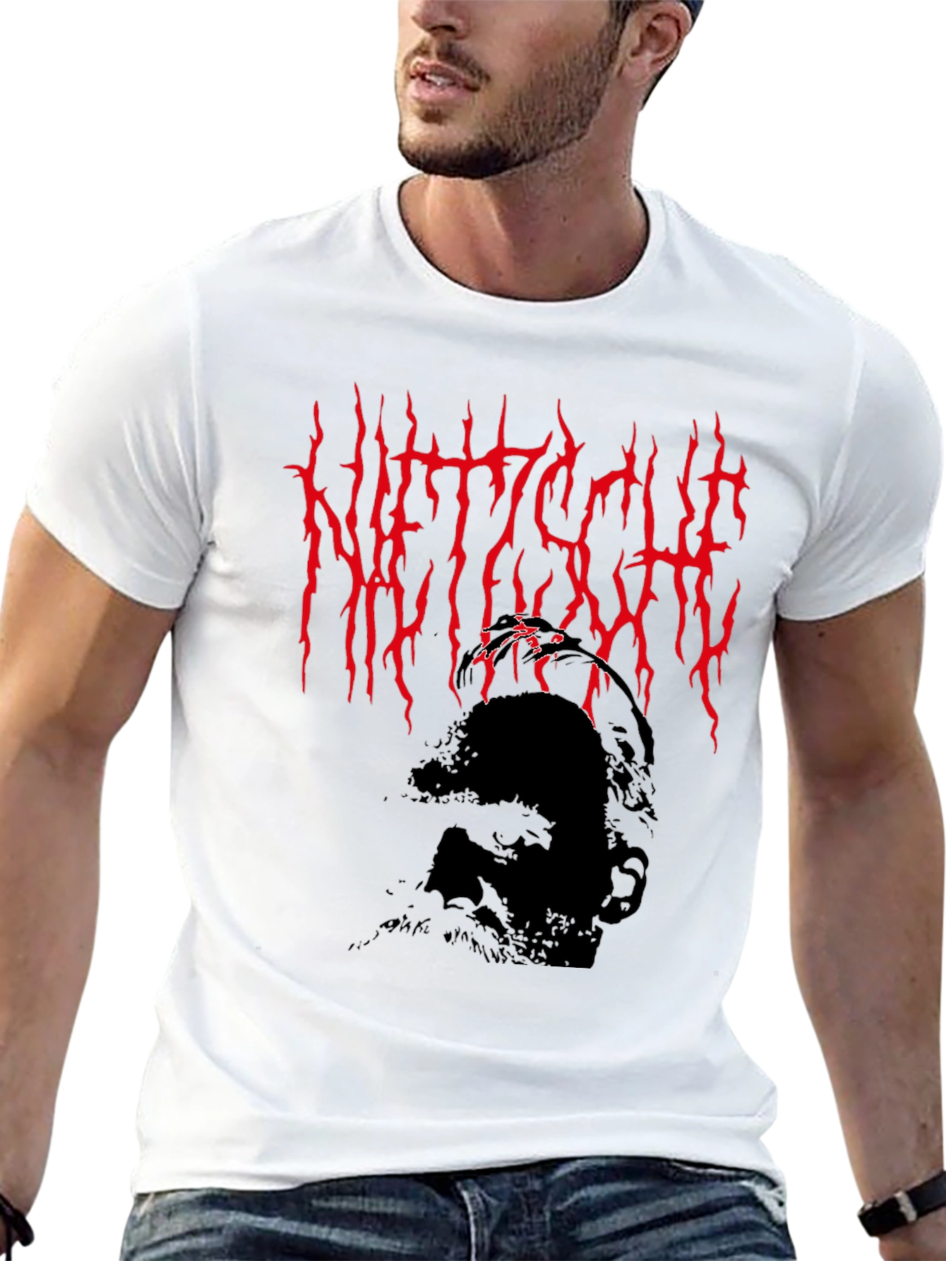 Nietzsche Heavy Metal Style Graphic T-Shirt