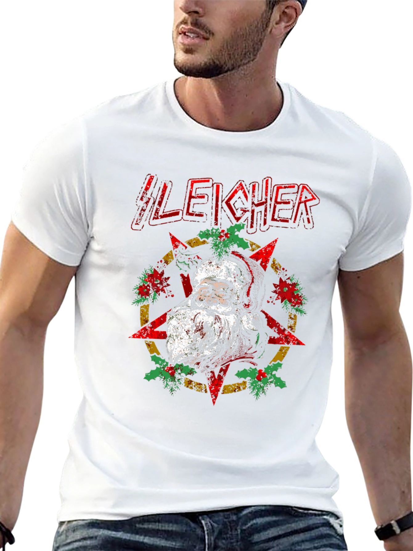Sleigher Santa T-Shirt - Holiday Heavy Metal