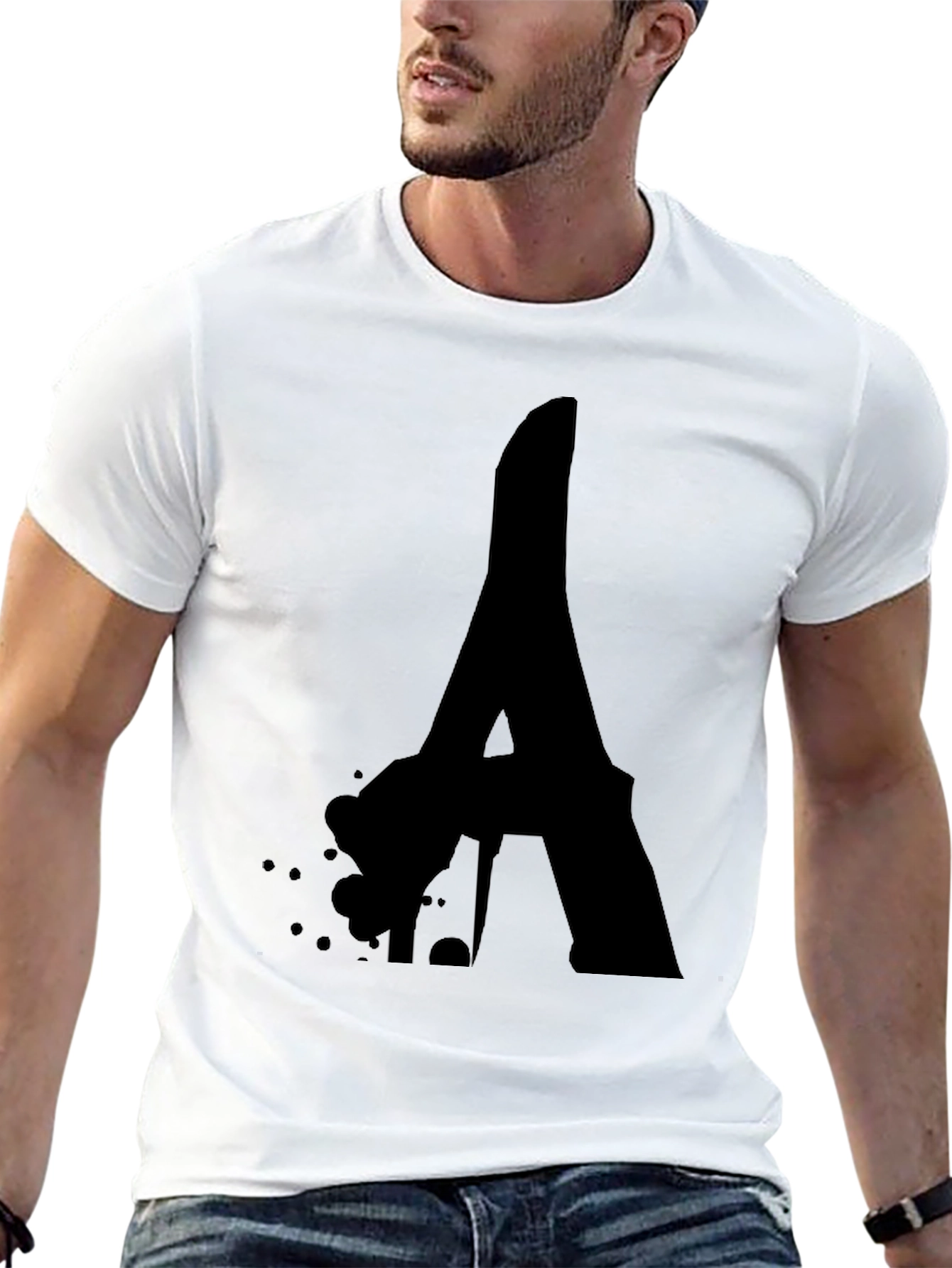 Bold Letter A Black Graphic Tee - Modern Style