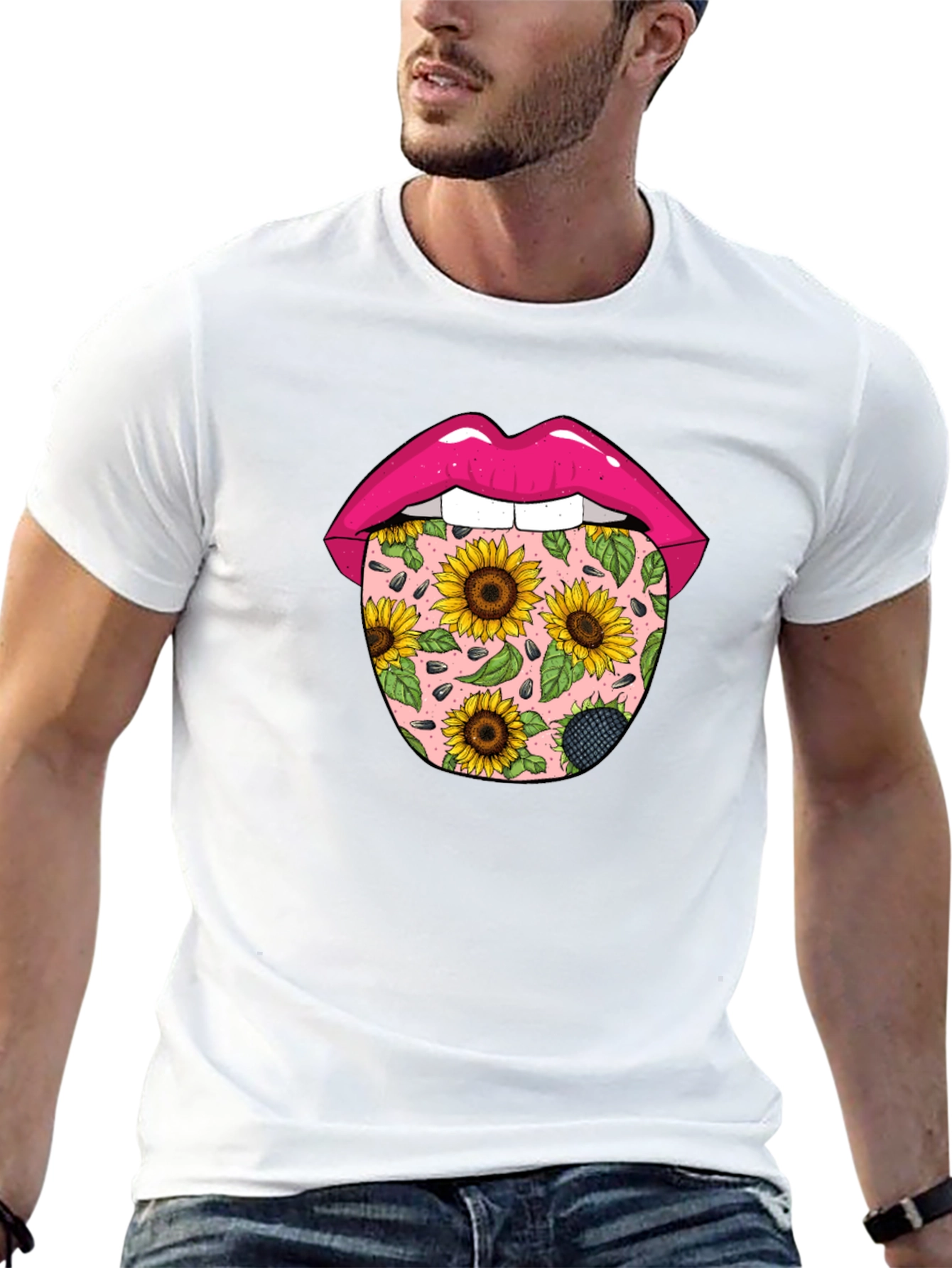 Sunflower Tongue Graphic Print T-Shirt
