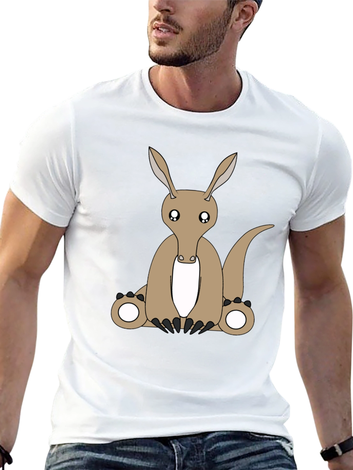 Cute Aardvark Cartoon Black T-Shirt