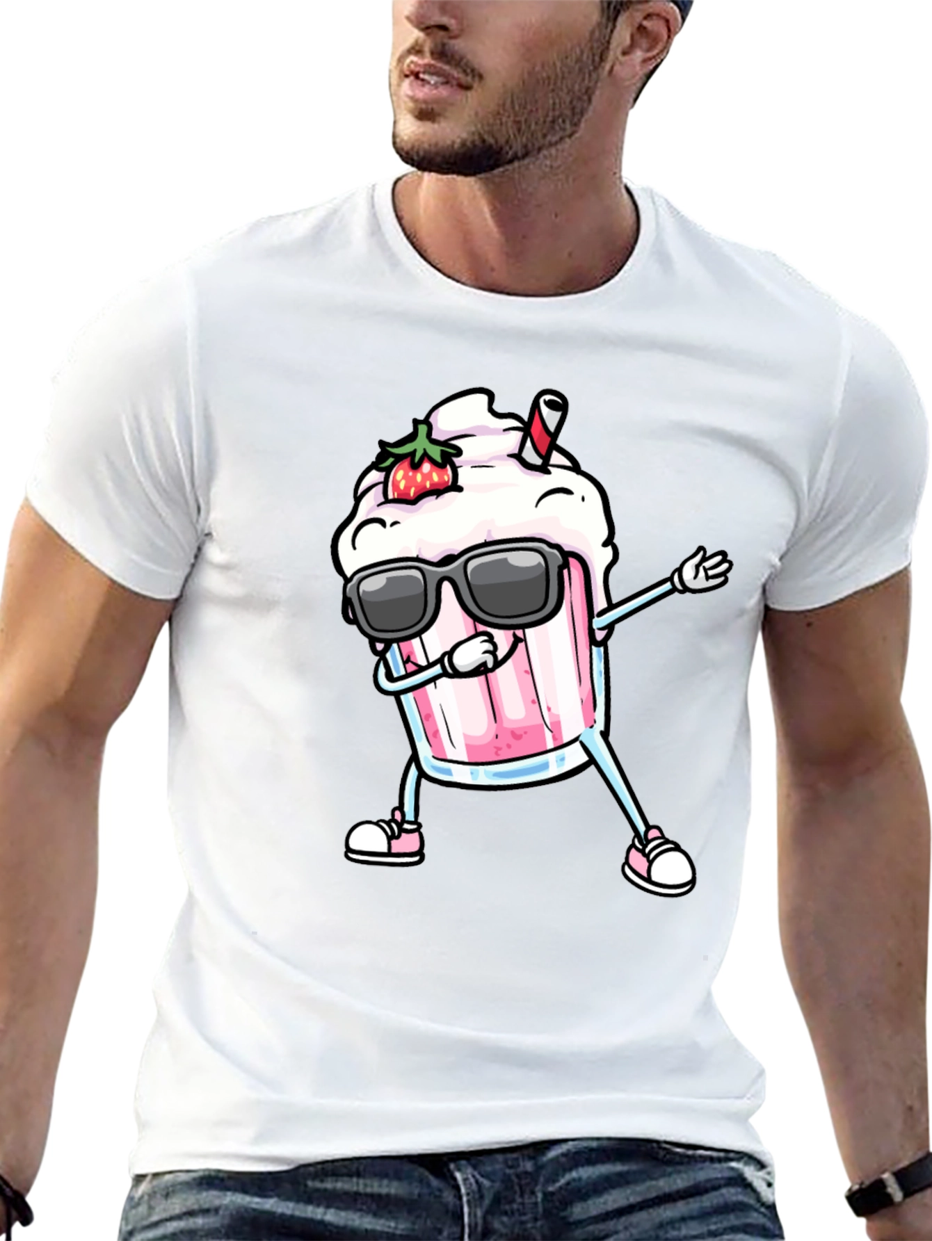 Cool Strawberry Milkshake Dabbing Graphic Tee