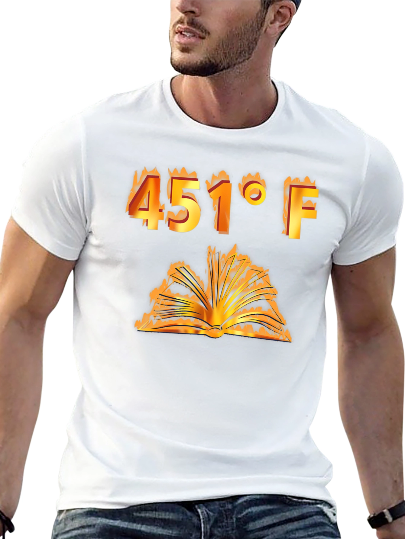 Burning Book 451°F T-Shirt - Fahrenheit Novel Tee