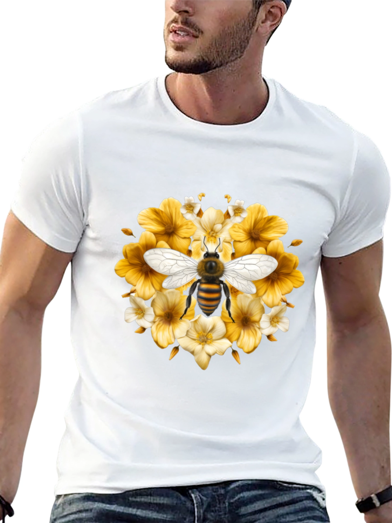 Bee & Floral Black T-Shirt