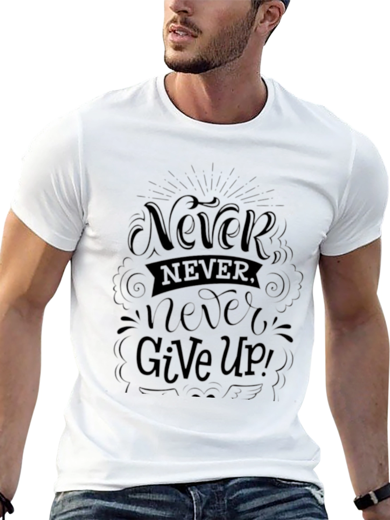 Never Give Up Graphic Tee - Black T-Shirt