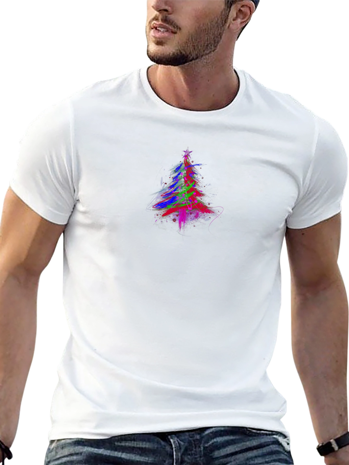Abstract Christmas Tree Graphic T-Shirt