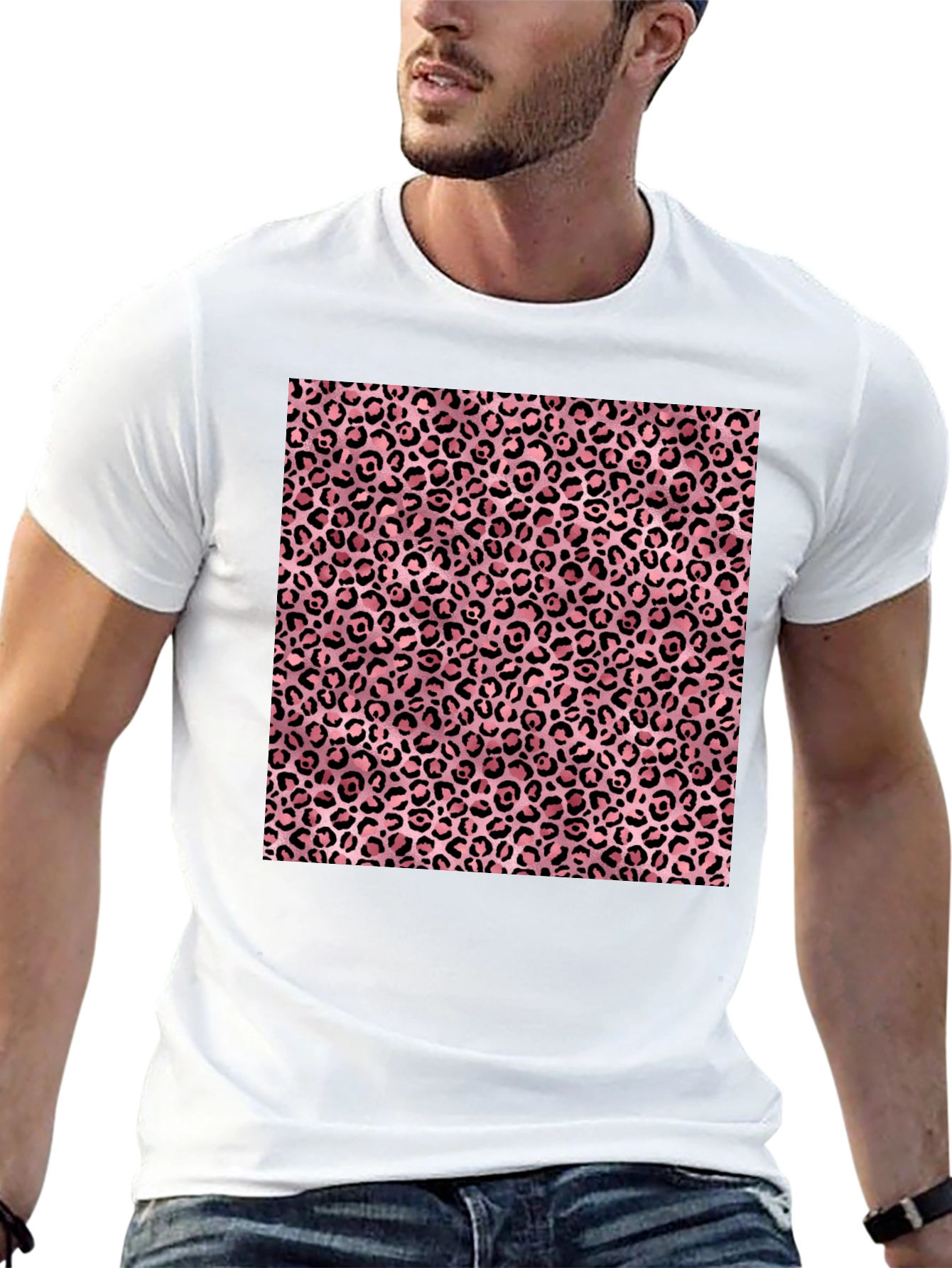 Pink Leopard Print Graphic T-Shirt