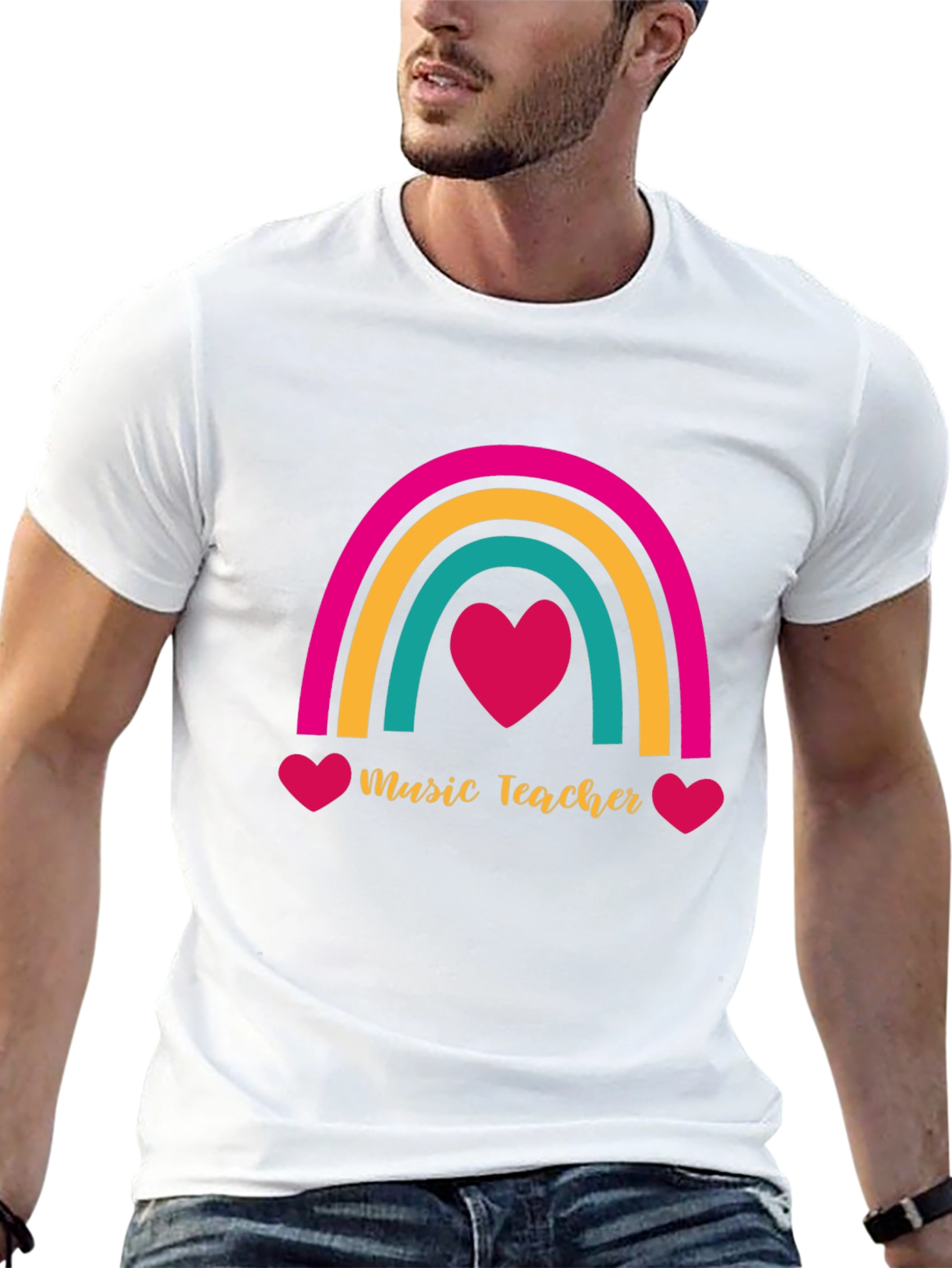 Music Teacher Rainbow Heart T-Shirt
