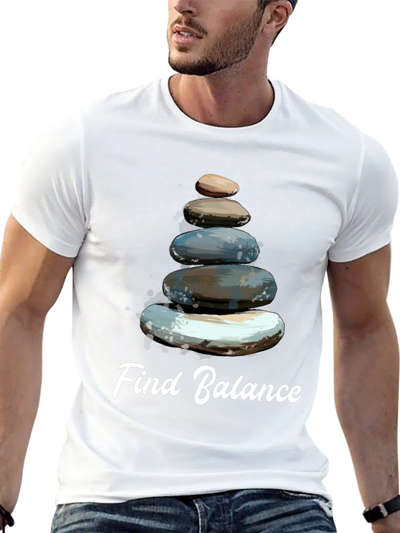 Find Balance T-Shirt - Stacked Stone Zen Design