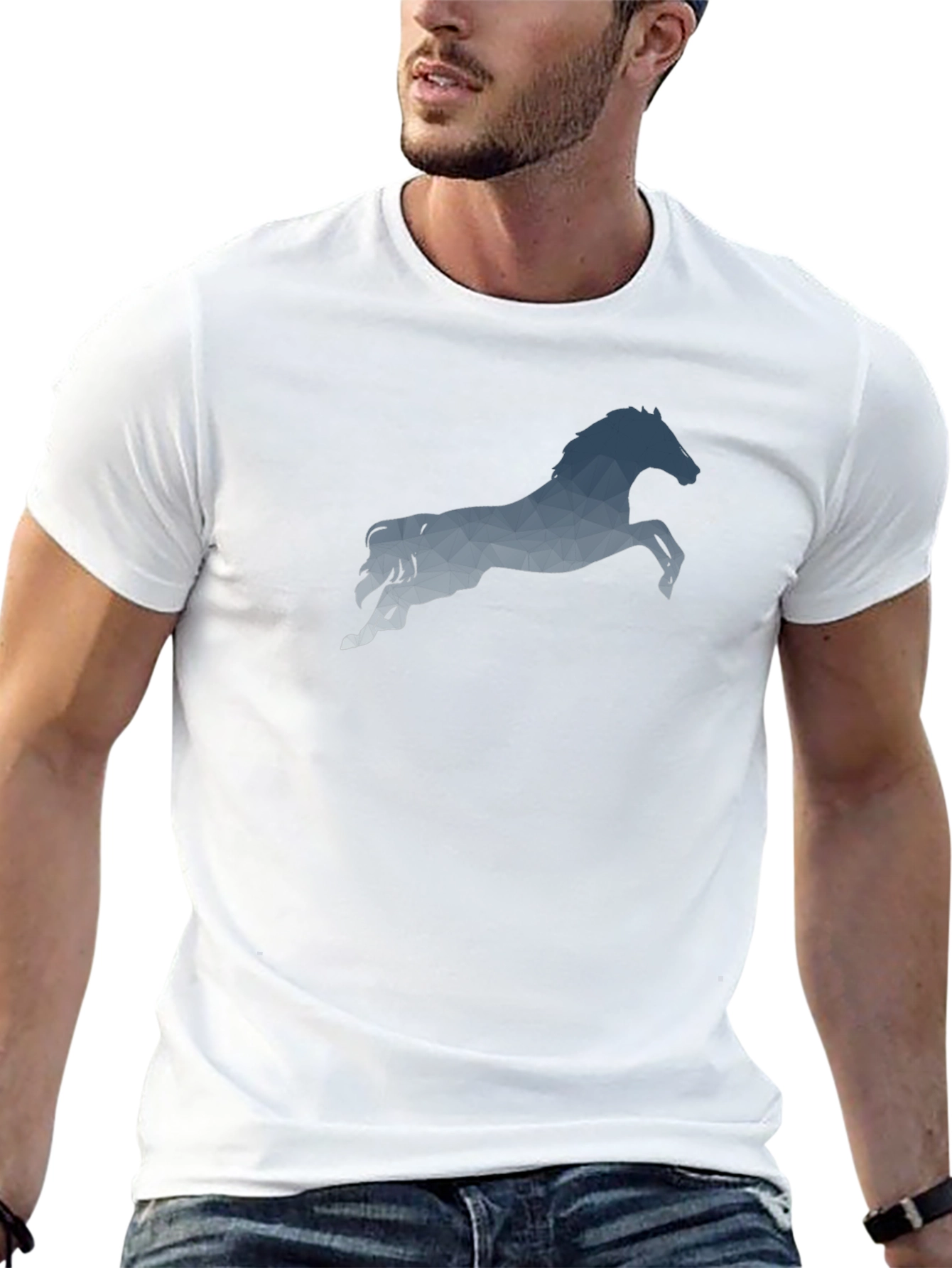 Geometric Horse Graphic Tee - Mens Black T-Shirt