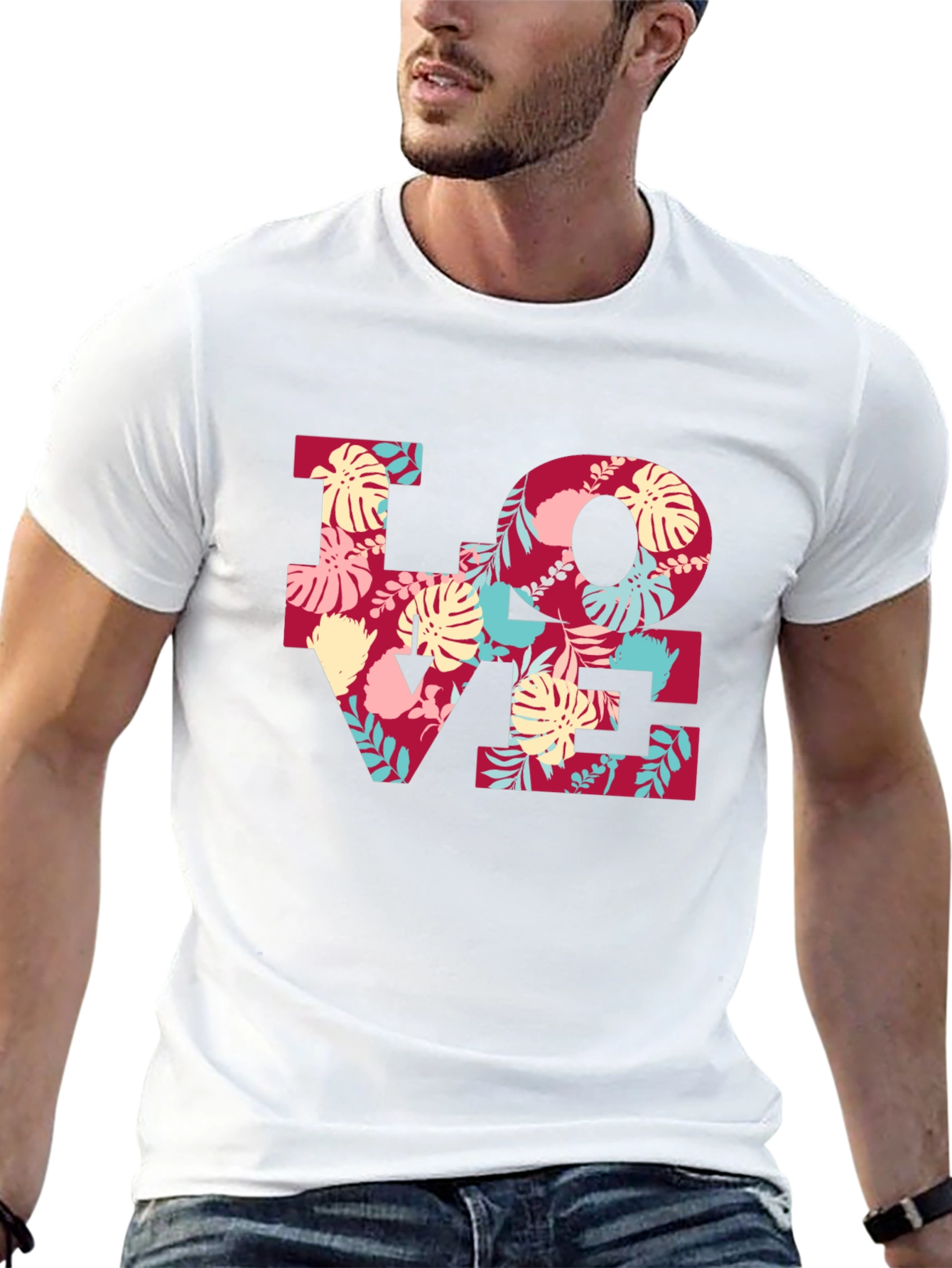 Tropical LOVE T-Shirt - Floral Design