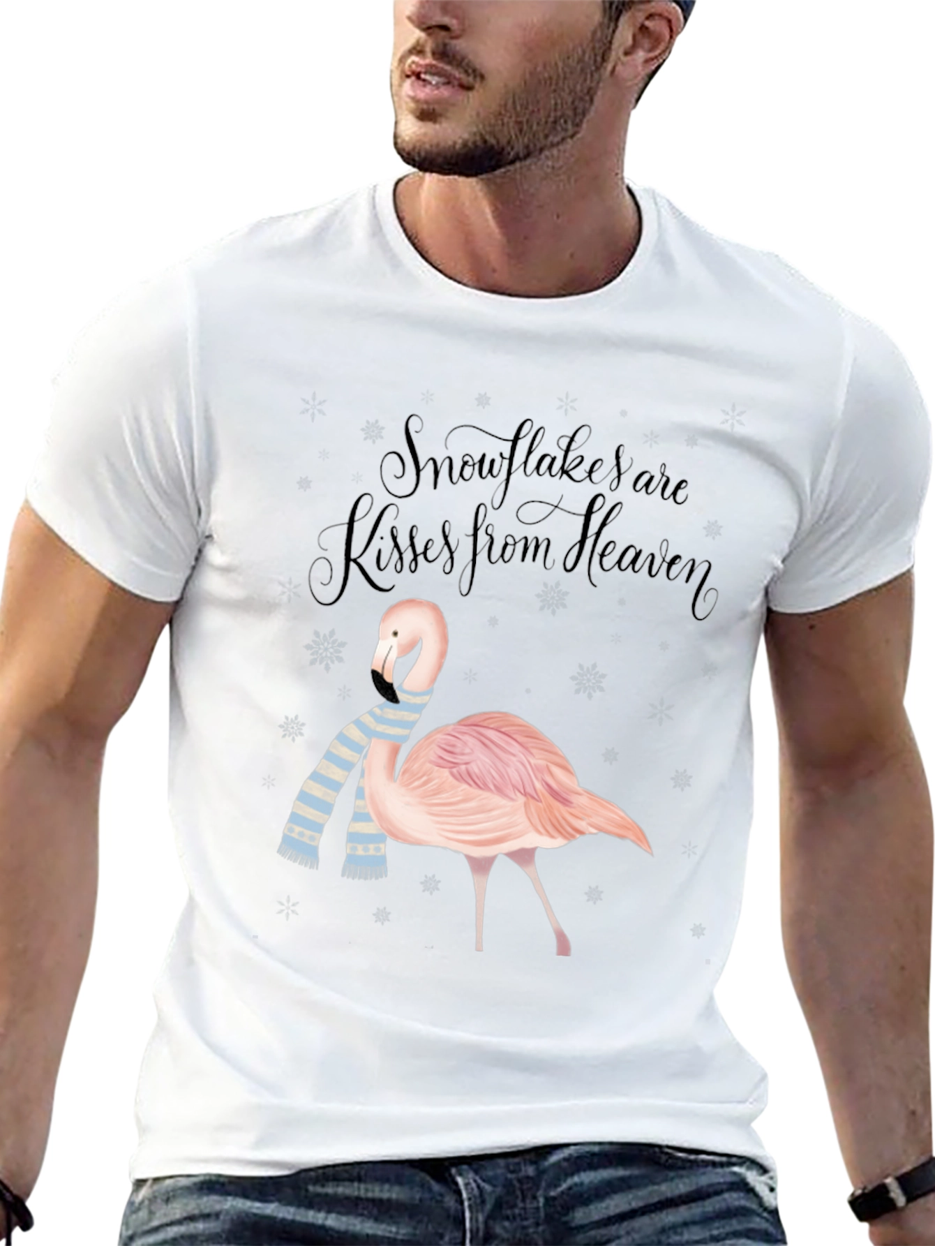Flamingo Snowflakes Kisses From Heaven T-Shirt