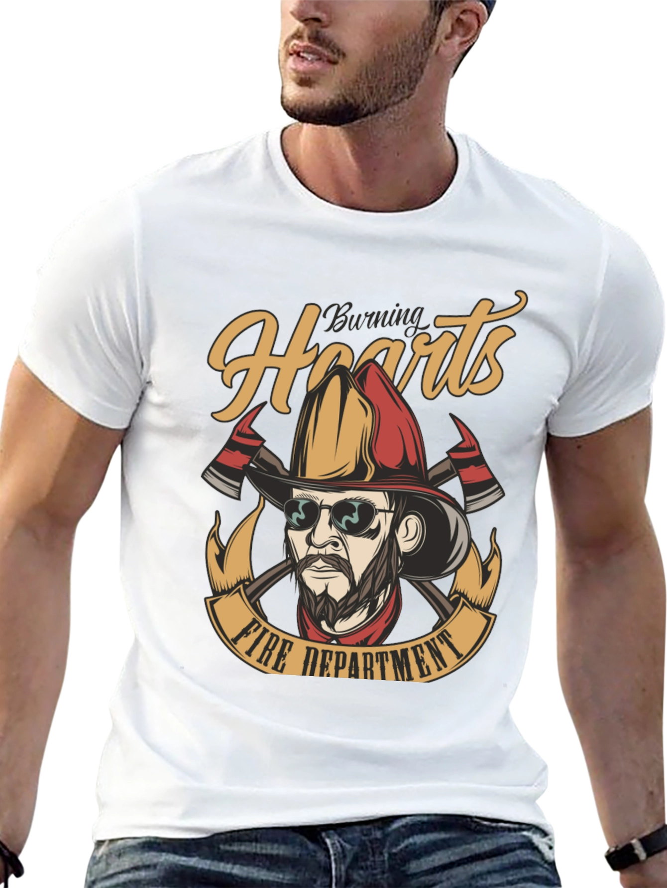 Burning Hearts Fire Department Graphic Tee