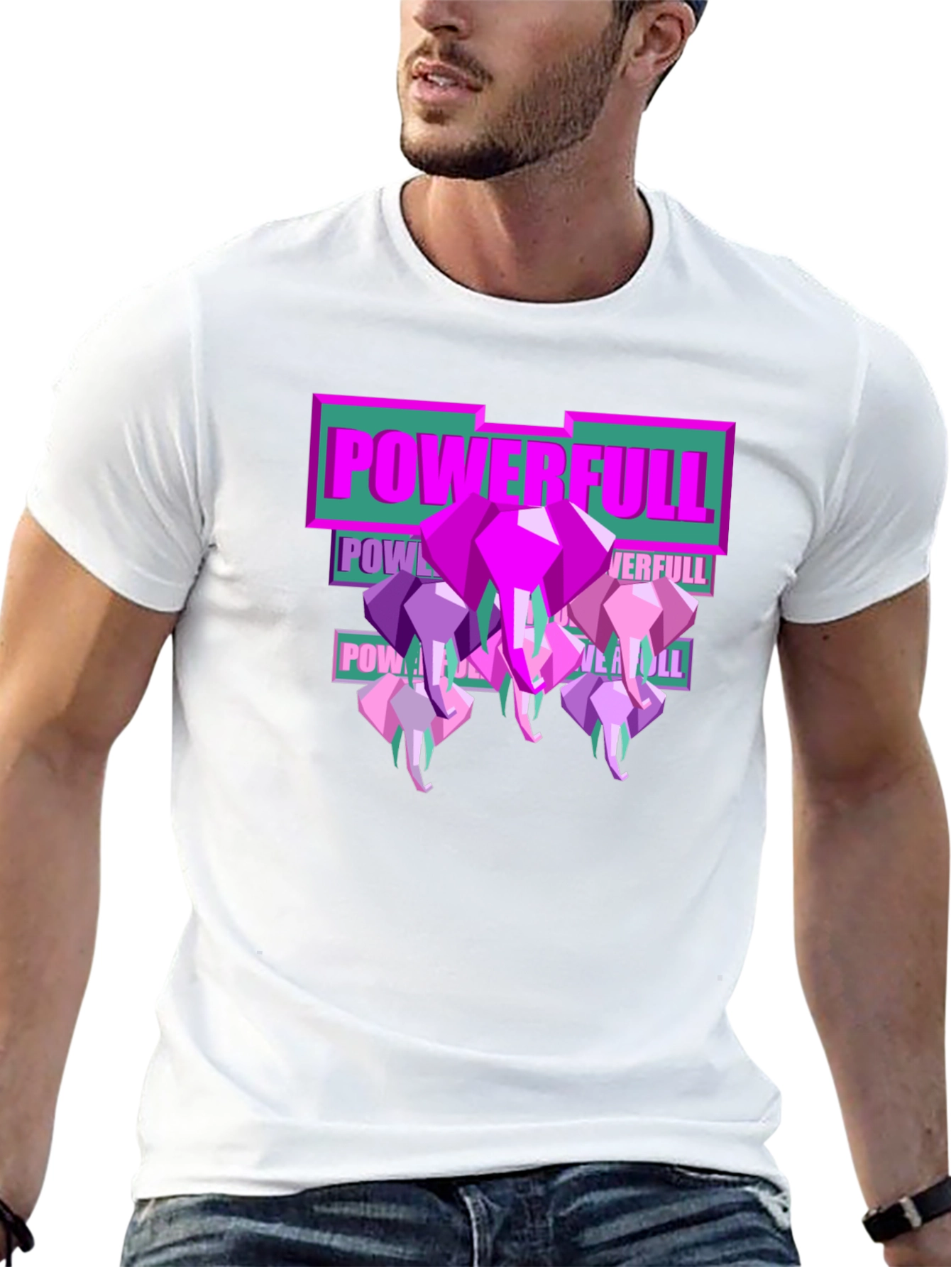Powerful Elephant Graphic Tee - Stylish Mens T-Shirt