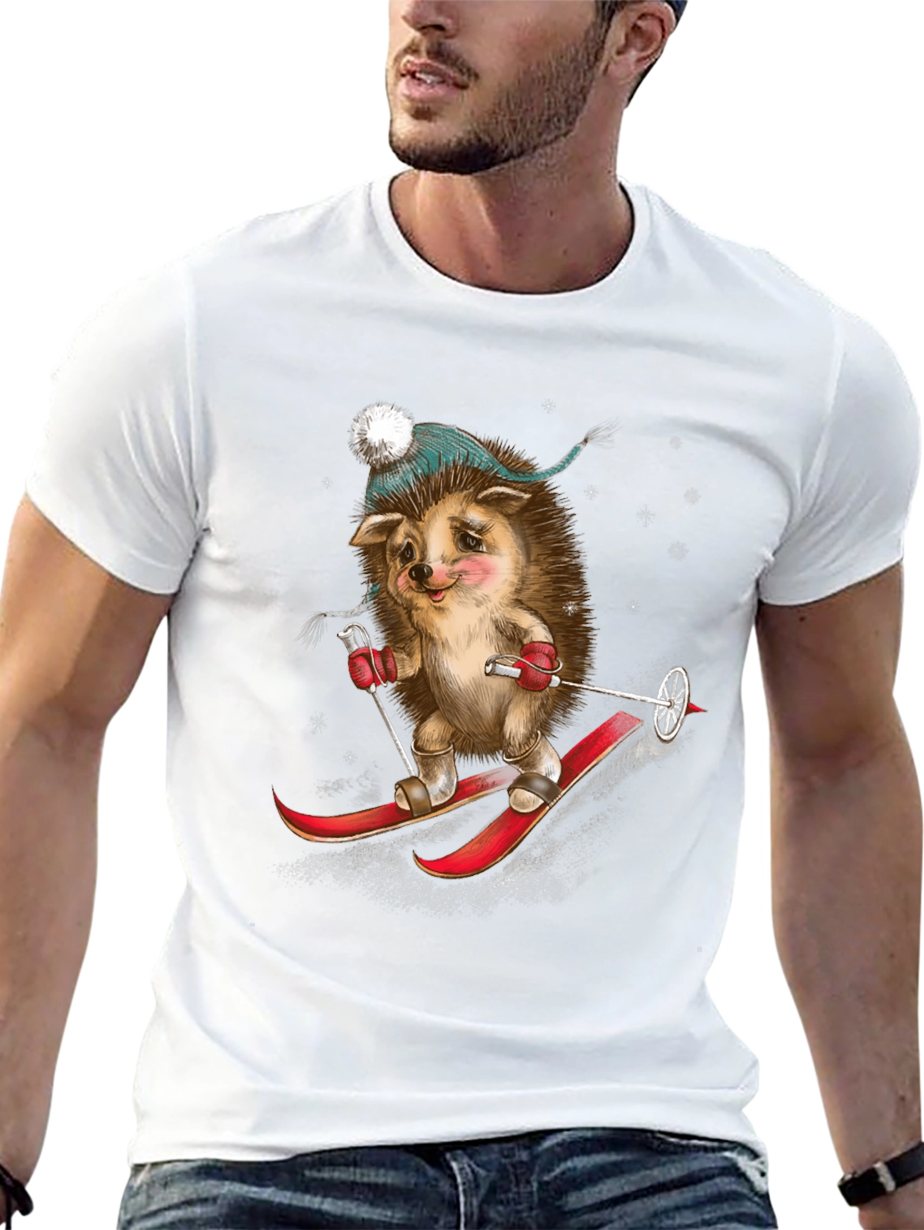 Skiing Hedgehog Graphic Tee
