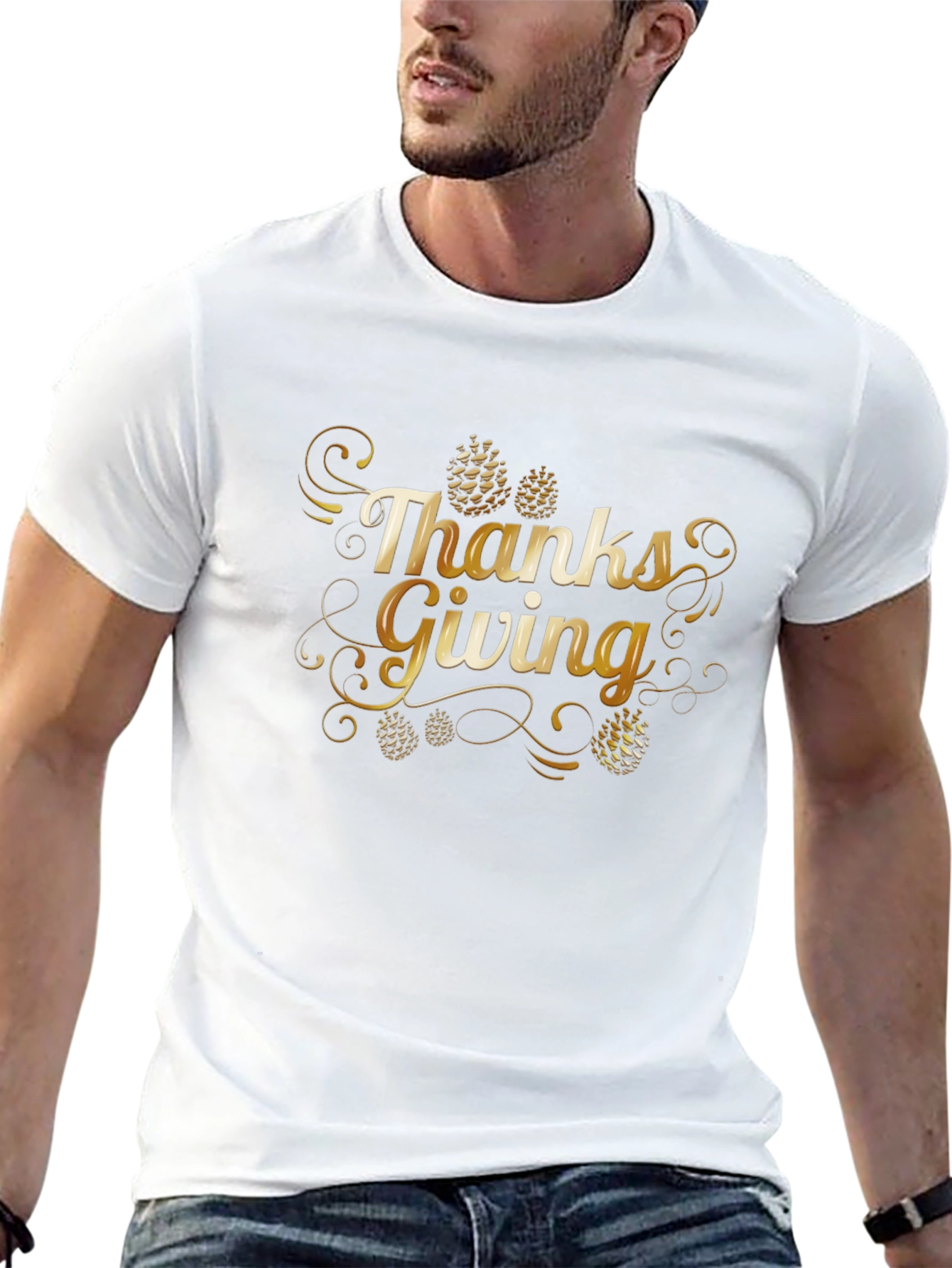 Thanksgiving Graphic Print Black T-Shirt