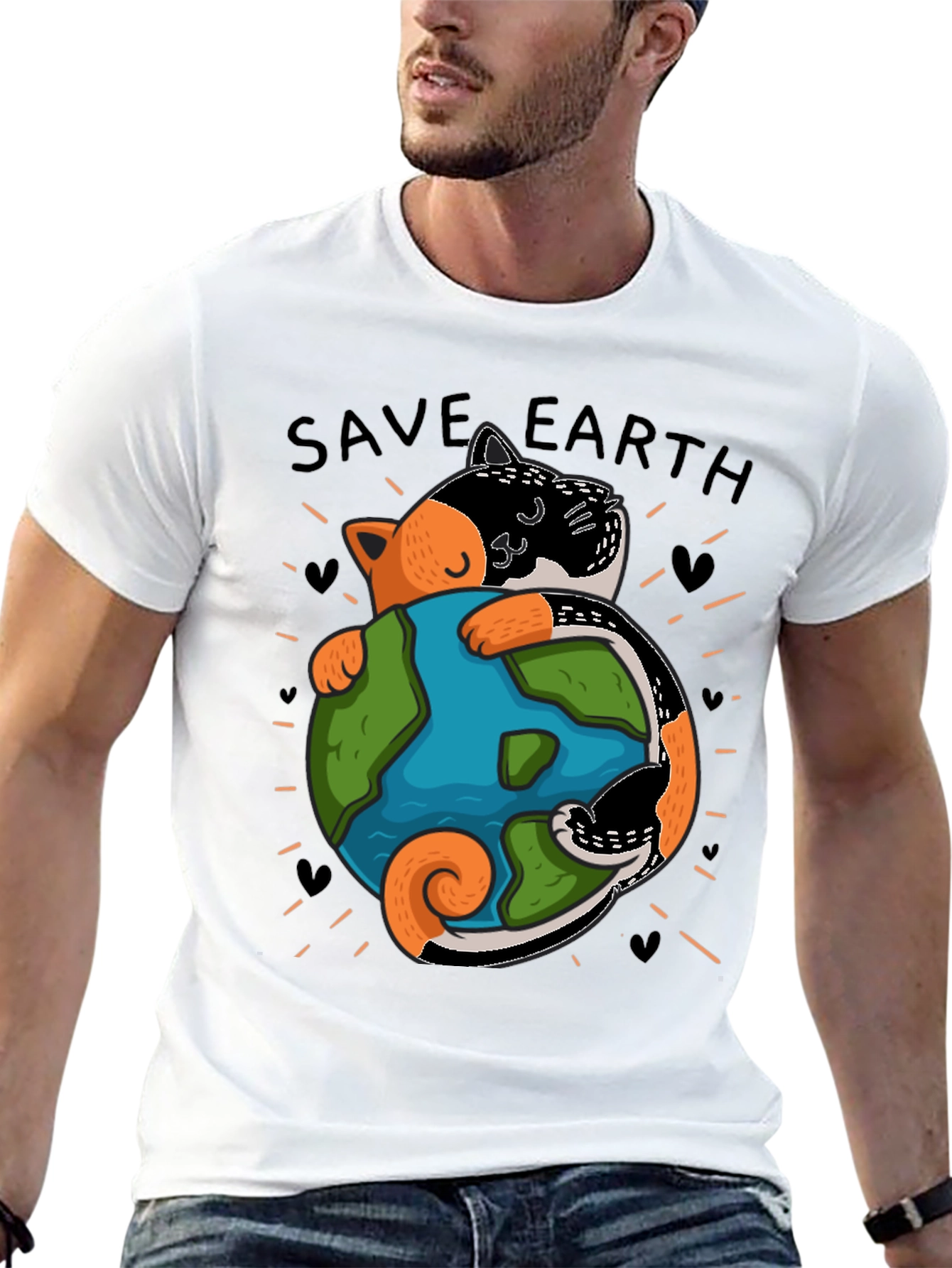 Save Earth Cat T-Shirt - Earth Day Tee