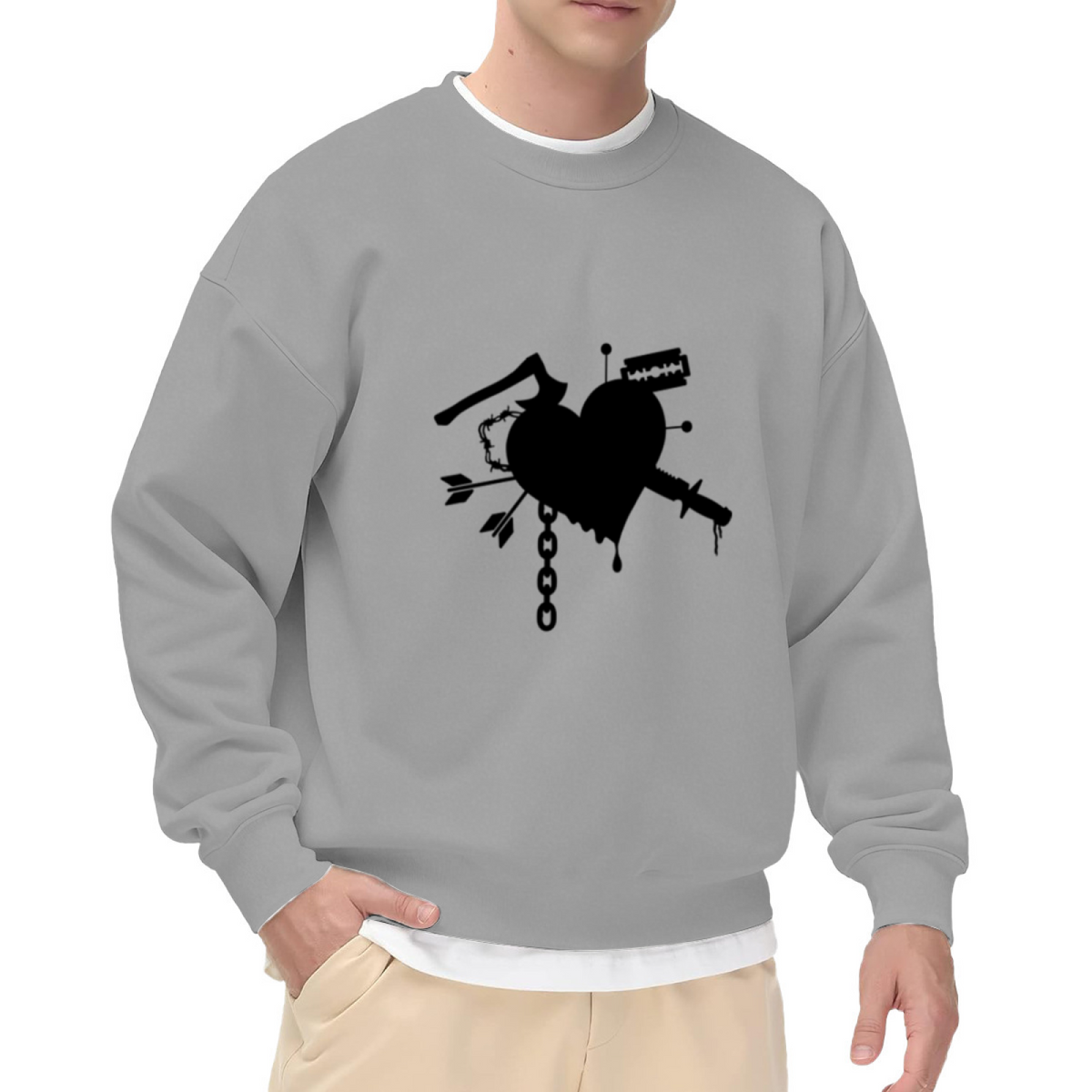 Dripping Heart Dark Art Design - Crewneck Sweatshirt | Gothic, Edgy, Dark Art Gift