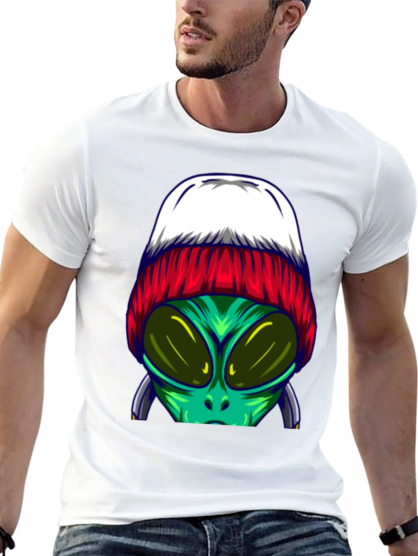 Alien Beanie T-Shirt - Cool Graphic Tee
