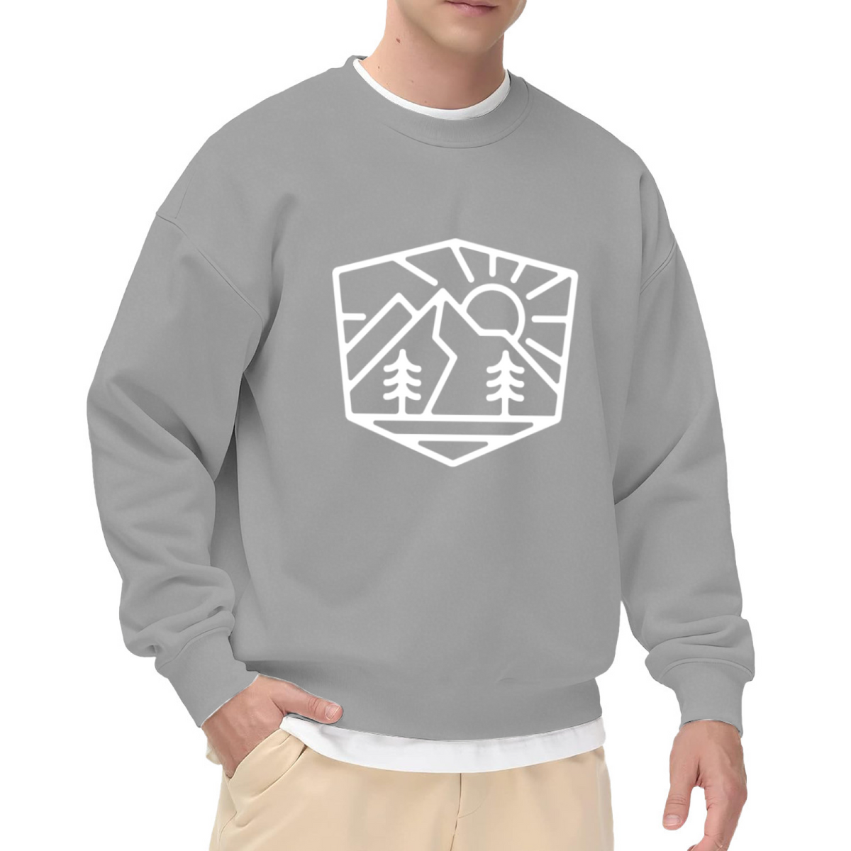 Minimalist Mountain & Tree Nature Graphic ԲÁìÎÀÒ - Unique Design Pullover Sweatshirt