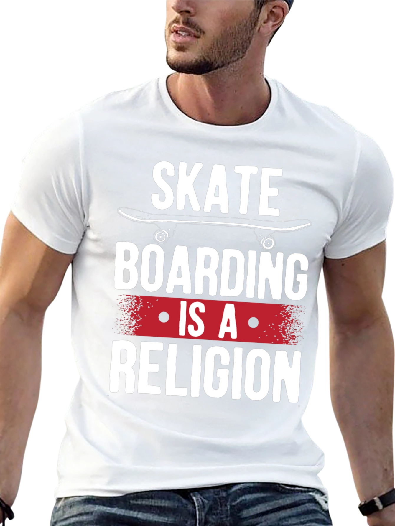 Skateboarding is a Religion Black Graphic T-Shirt