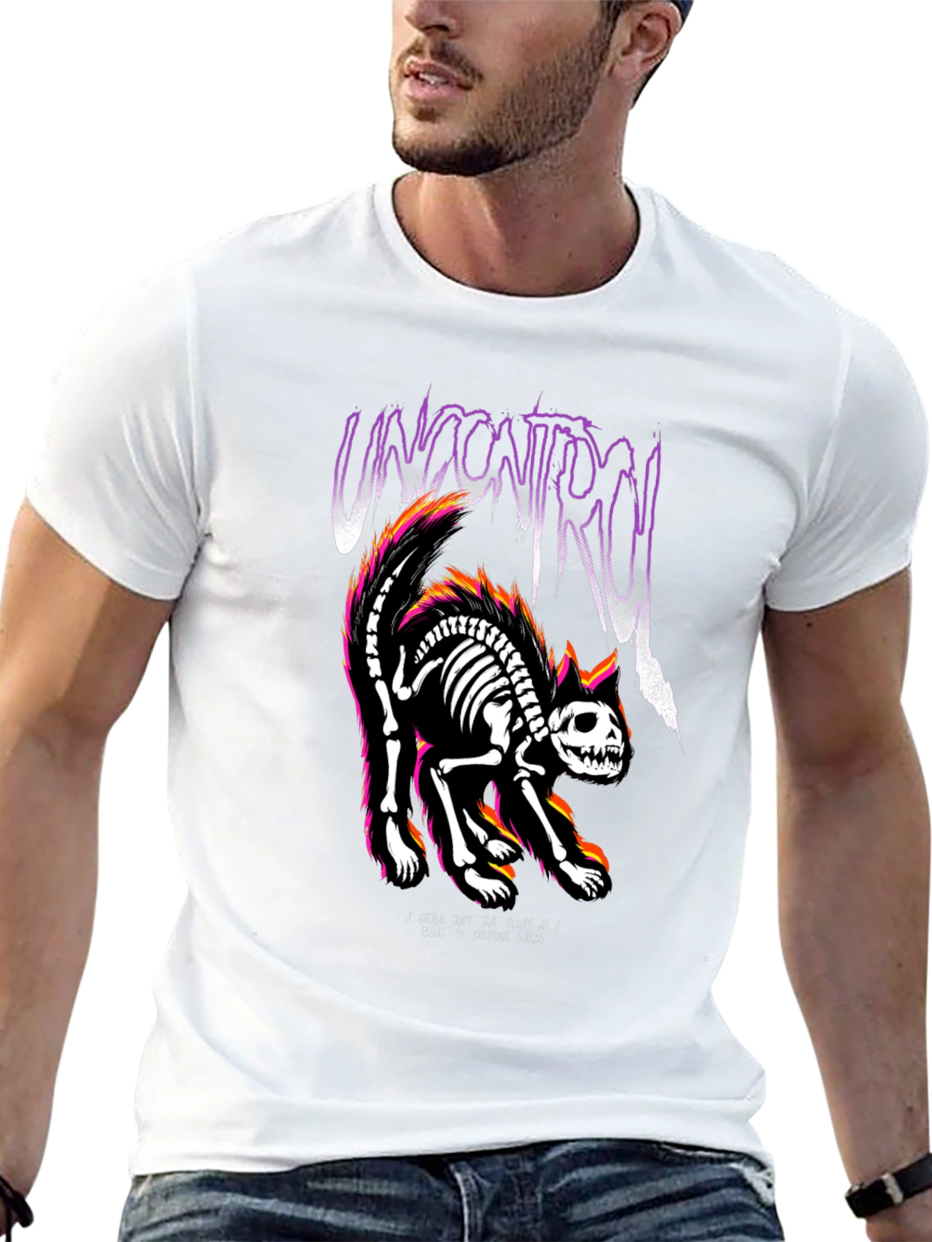 Uncontrol Cat Skeleton Graphic Tee - Black